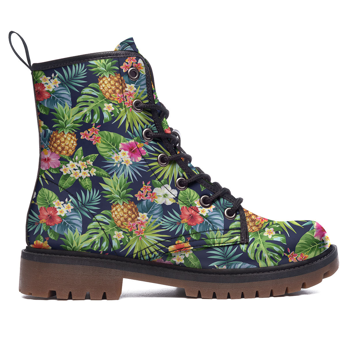 Pineapple Palm Leaf Print Pattern Work Boots-grizzshop