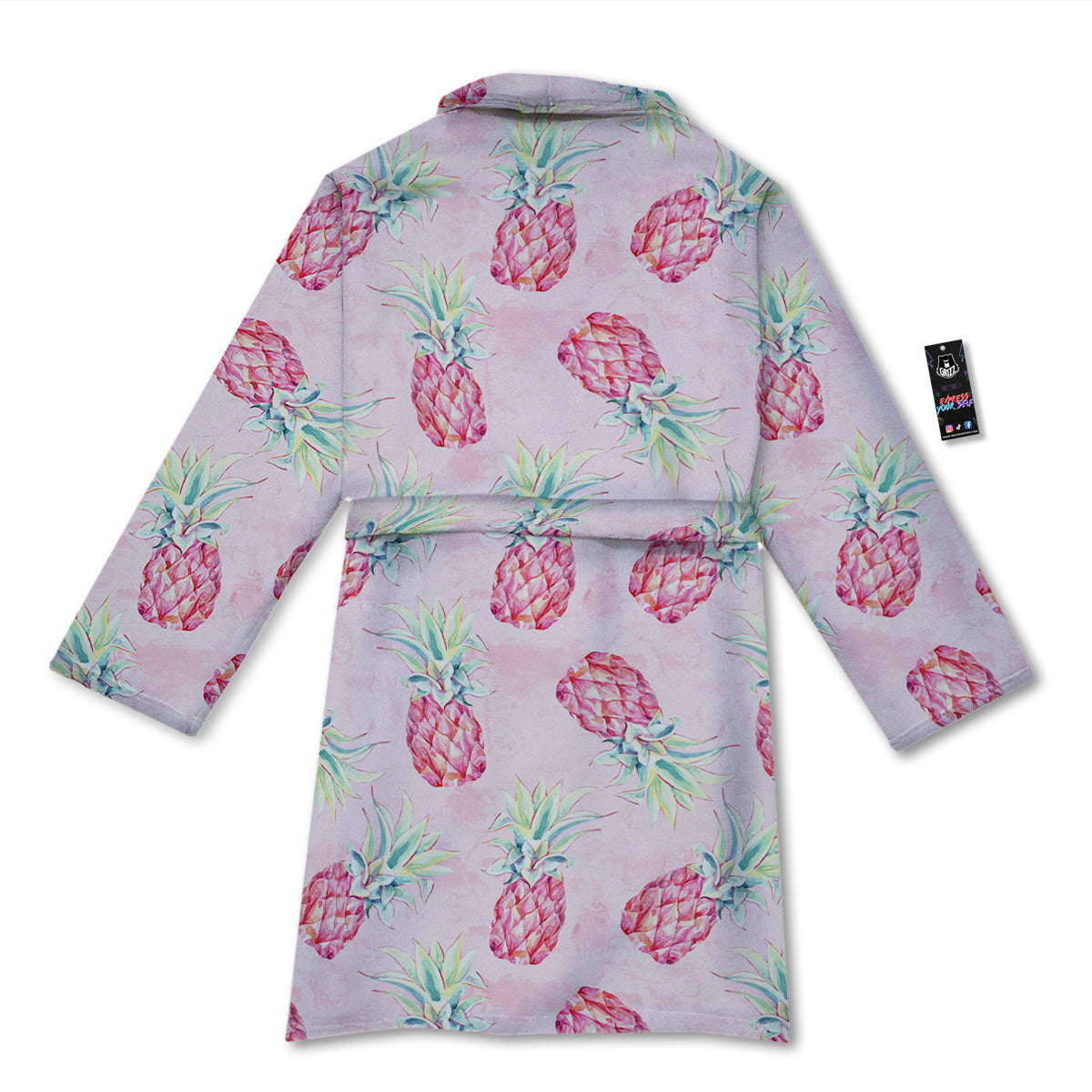Pineapple Pastel Pink Print Pattern Bathrobe-grizzshop