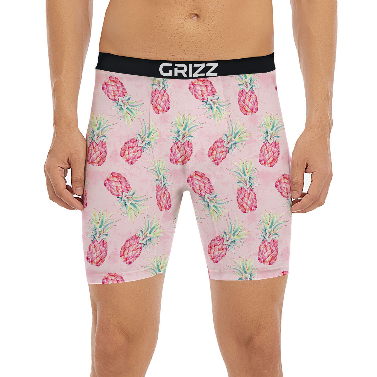Pineapple Pastel Pink Print Pattern Boxer Briefs-grizzshop