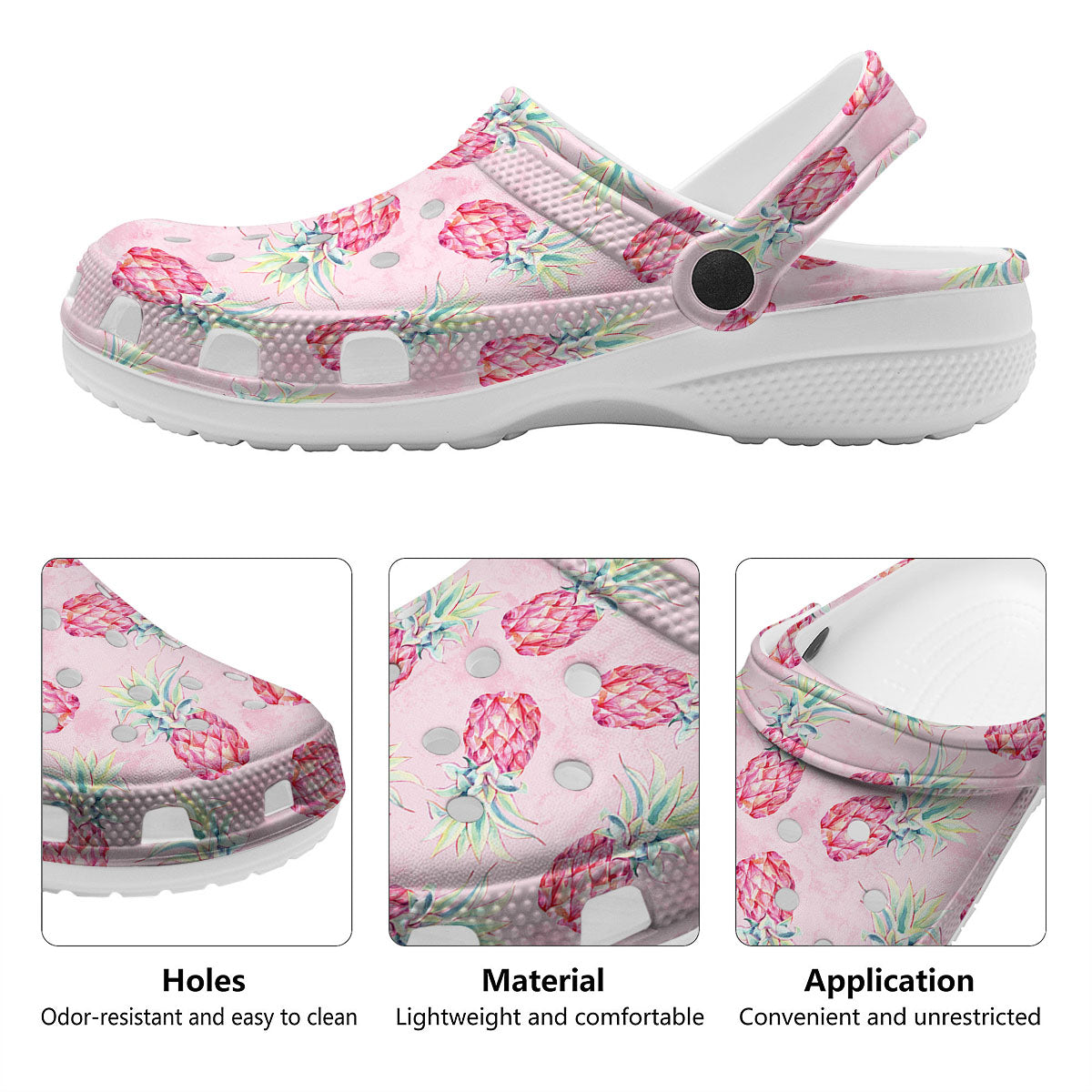 Pineapple Pastel Pink Print Pattern Clog-grizzshop