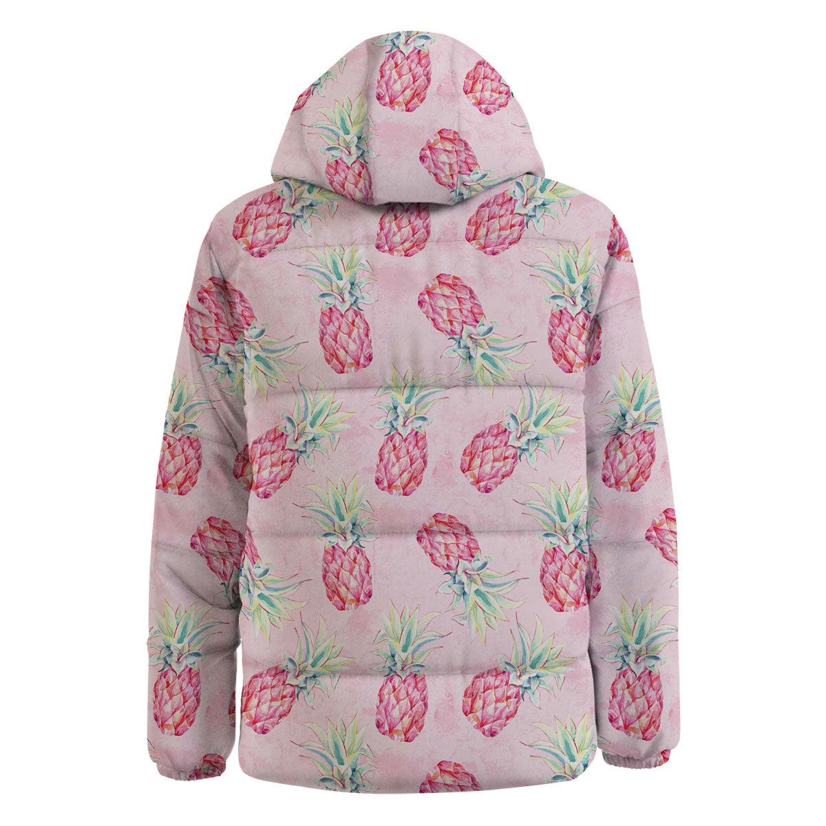 Pineapple Pastel Pink Print Pattern Down Jacket-grizzshop