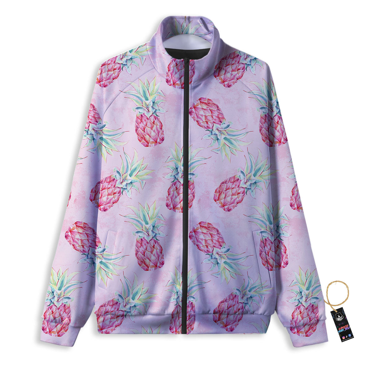 Pineapple Pastel Pink Print Pattern Track Jacket-grizzshop