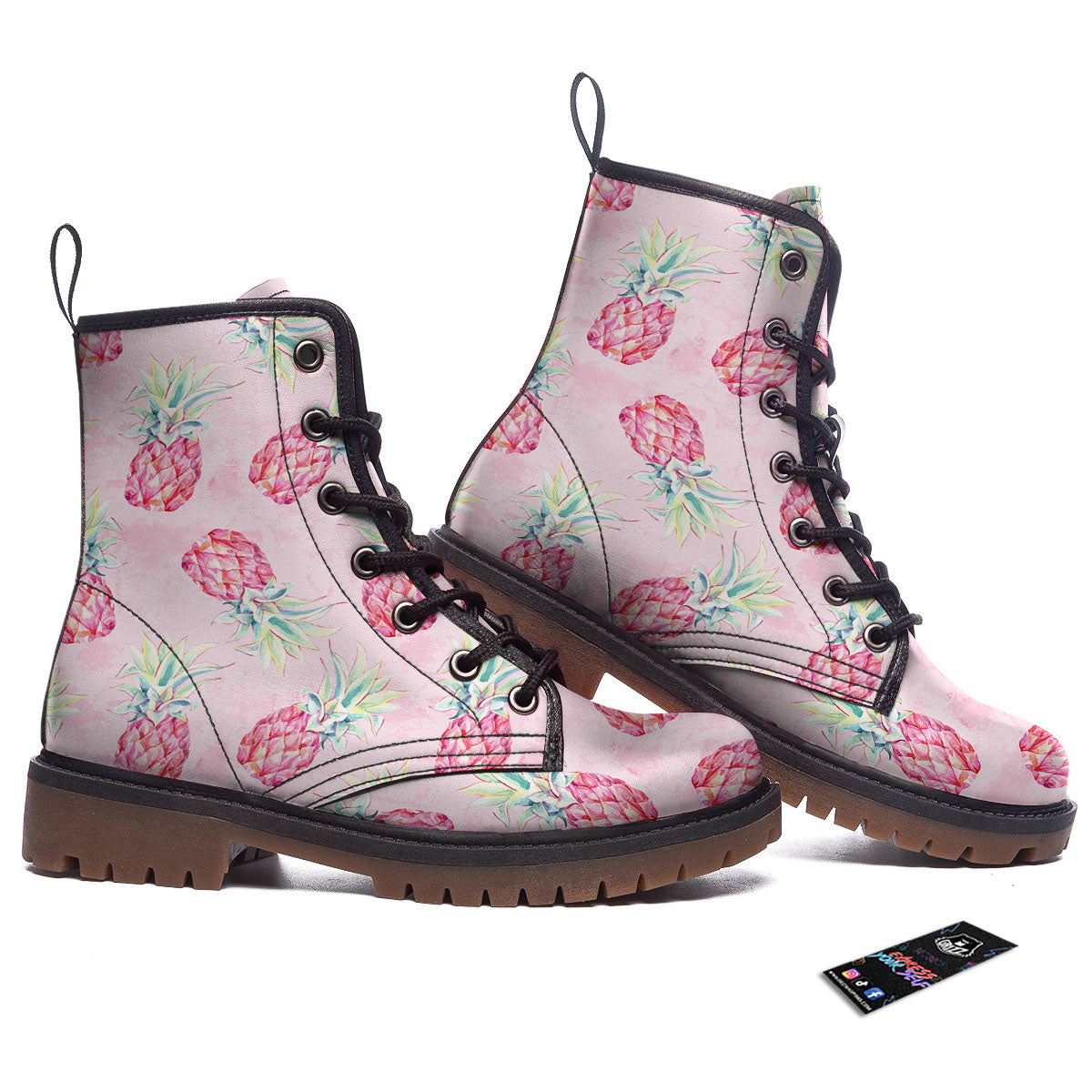 Pineapple Pastel Pink Print Pattern Work Boots-grizzshop