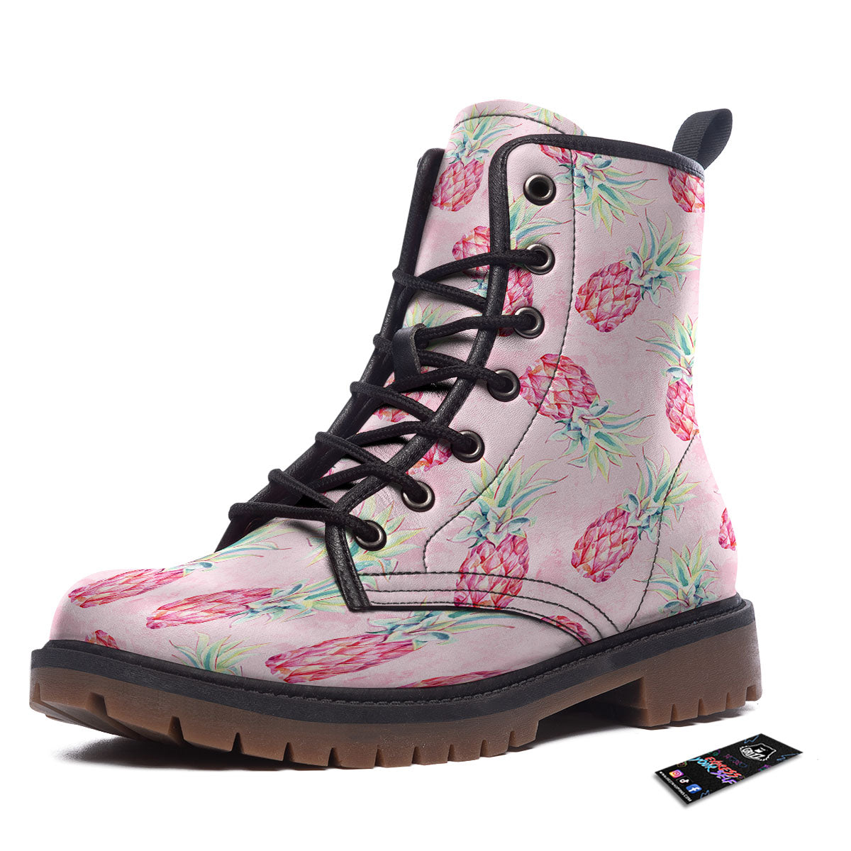 Pineapple Pastel Pink Print Pattern Work Boots-grizzshop