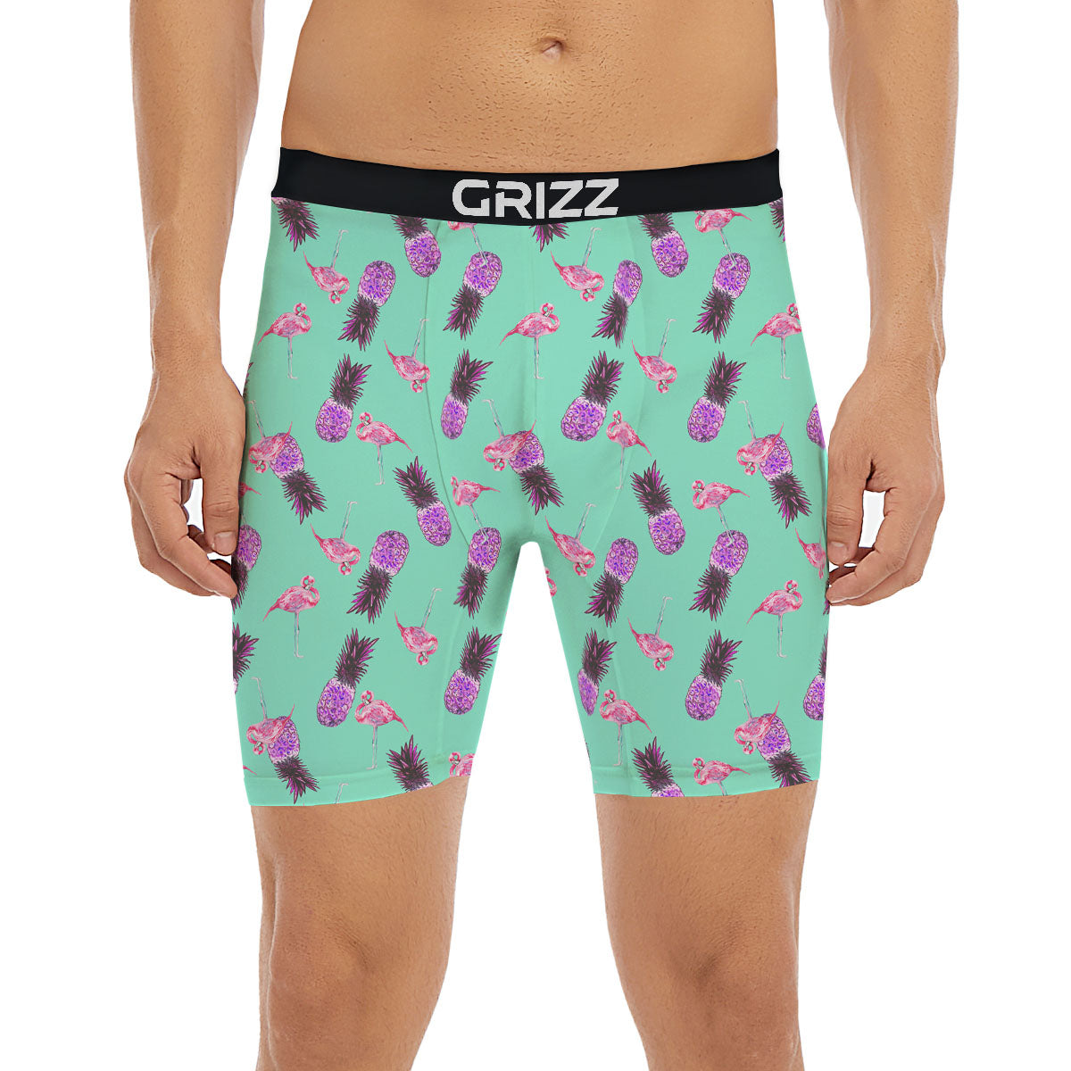 Pineapple Pastel Turquoise Print Pattern Boxer Briefs-grizzshop