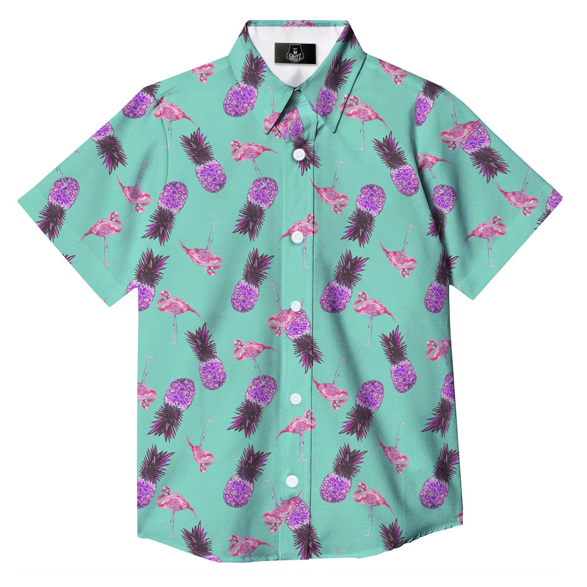 Pineapple Pastel Turquoise Print Pattern Button Up Shirt-grizzshop