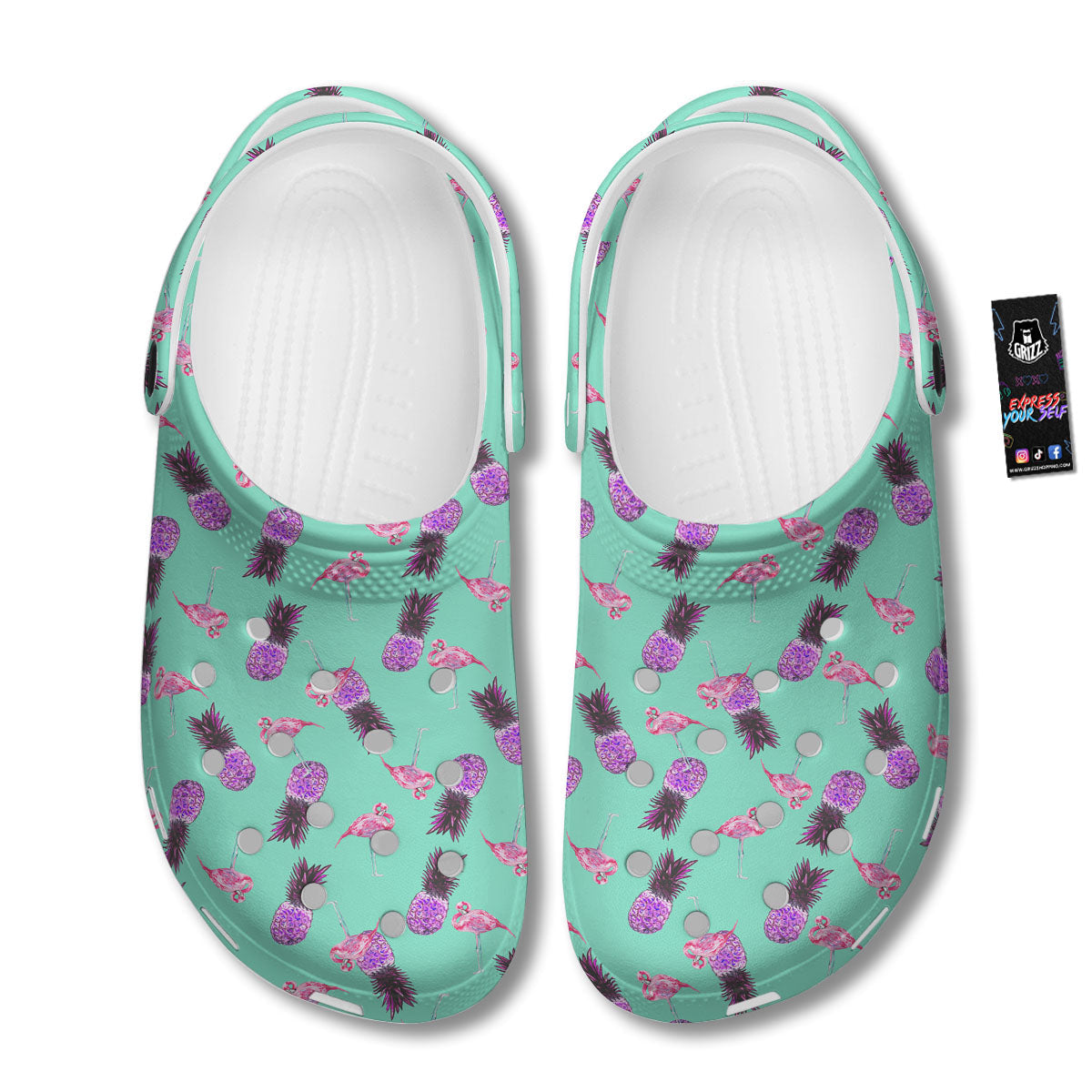 Pineapple Pastel Turquoise Print Pattern Clog-grizzshop