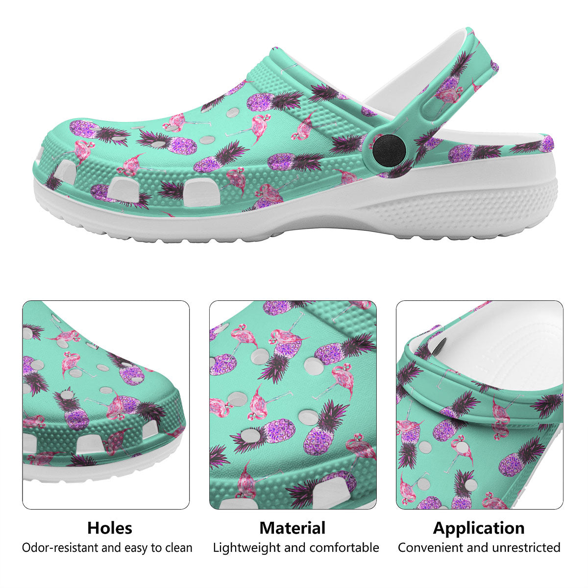 Pineapple Pastel Turquoise Print Pattern Clog-grizzshop