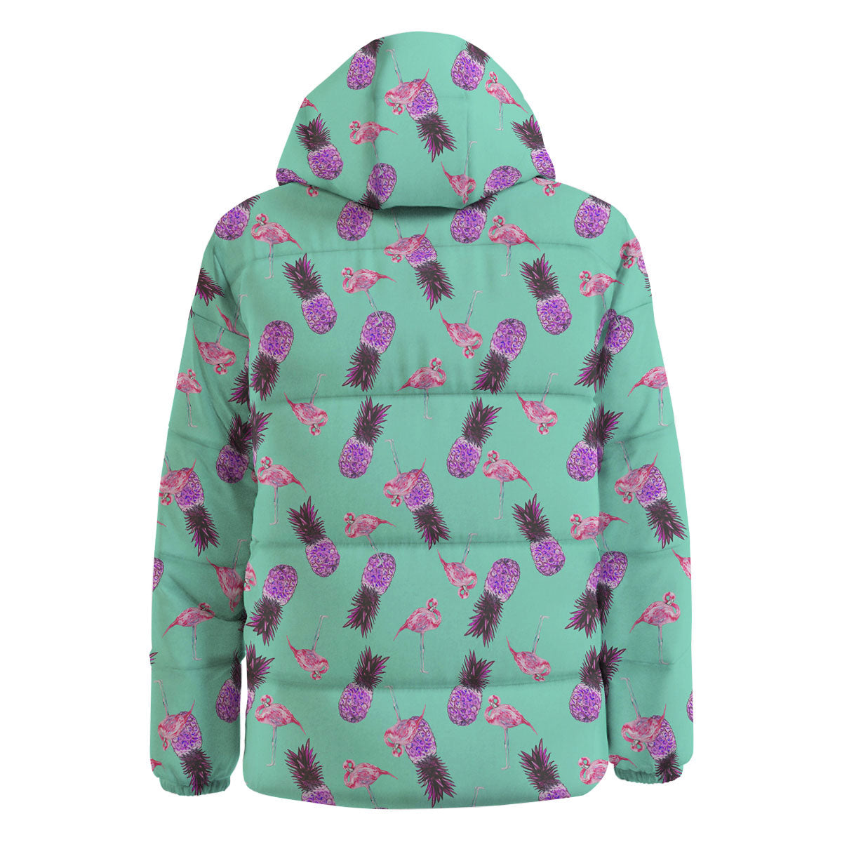 Pineapple Pastel Turquoise Print Pattern Down Jacket-grizzshop