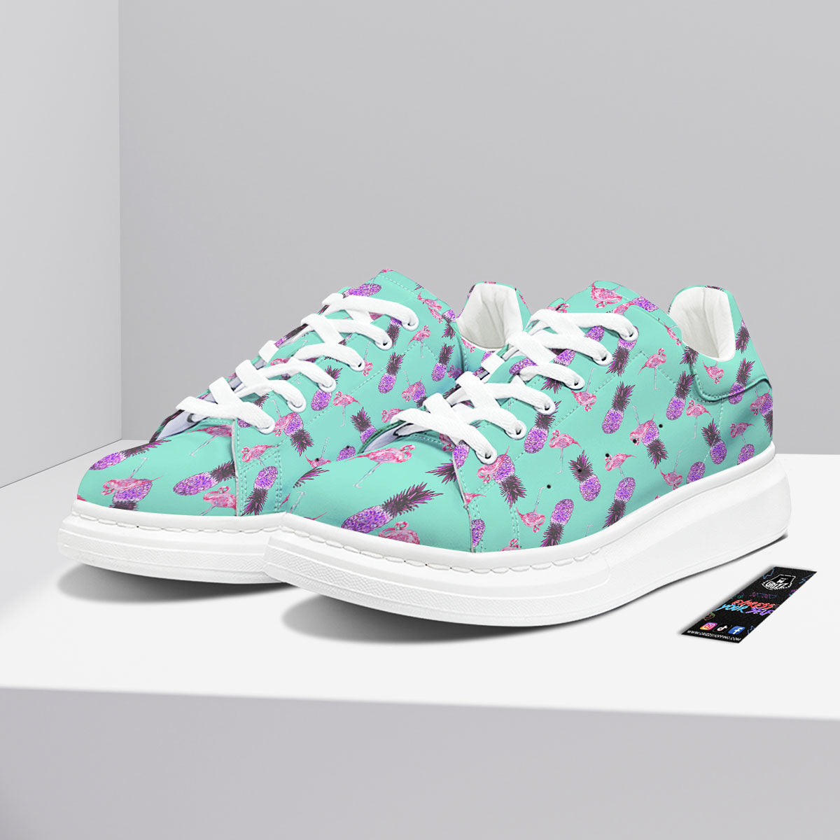 Pineapple Pastel Turquoise Print Pattern Platform Shoes-grizzshop