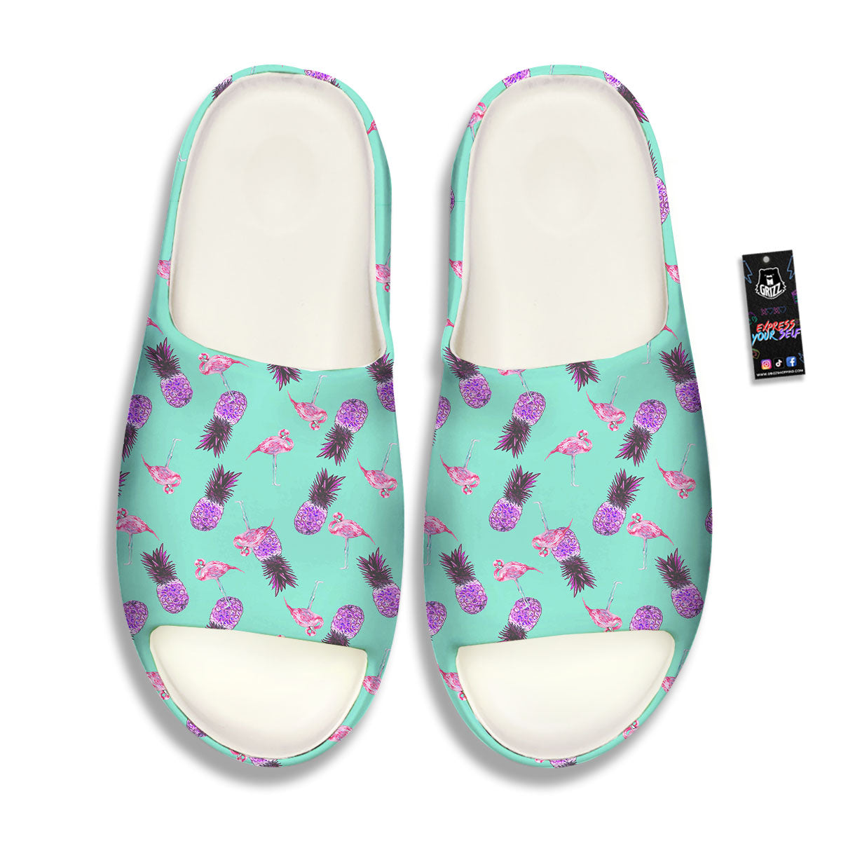 Pineapple Pastel Turquoise Print Pattern Sandals-grizzshop