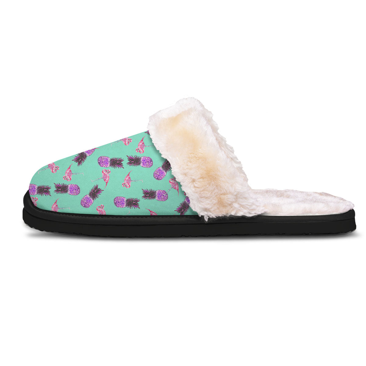 Pineapple Pastel Turquoise Print Pattern Slippers-grizzshop