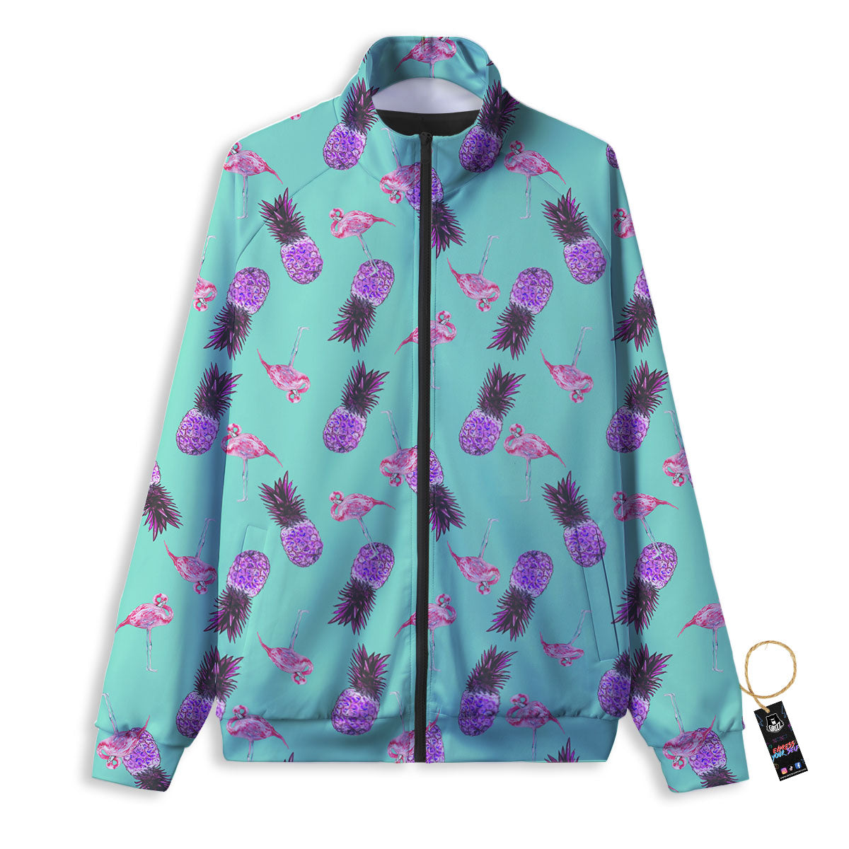 Pineapple Pastel Turquoise Print Pattern Track Jacket-grizzshop