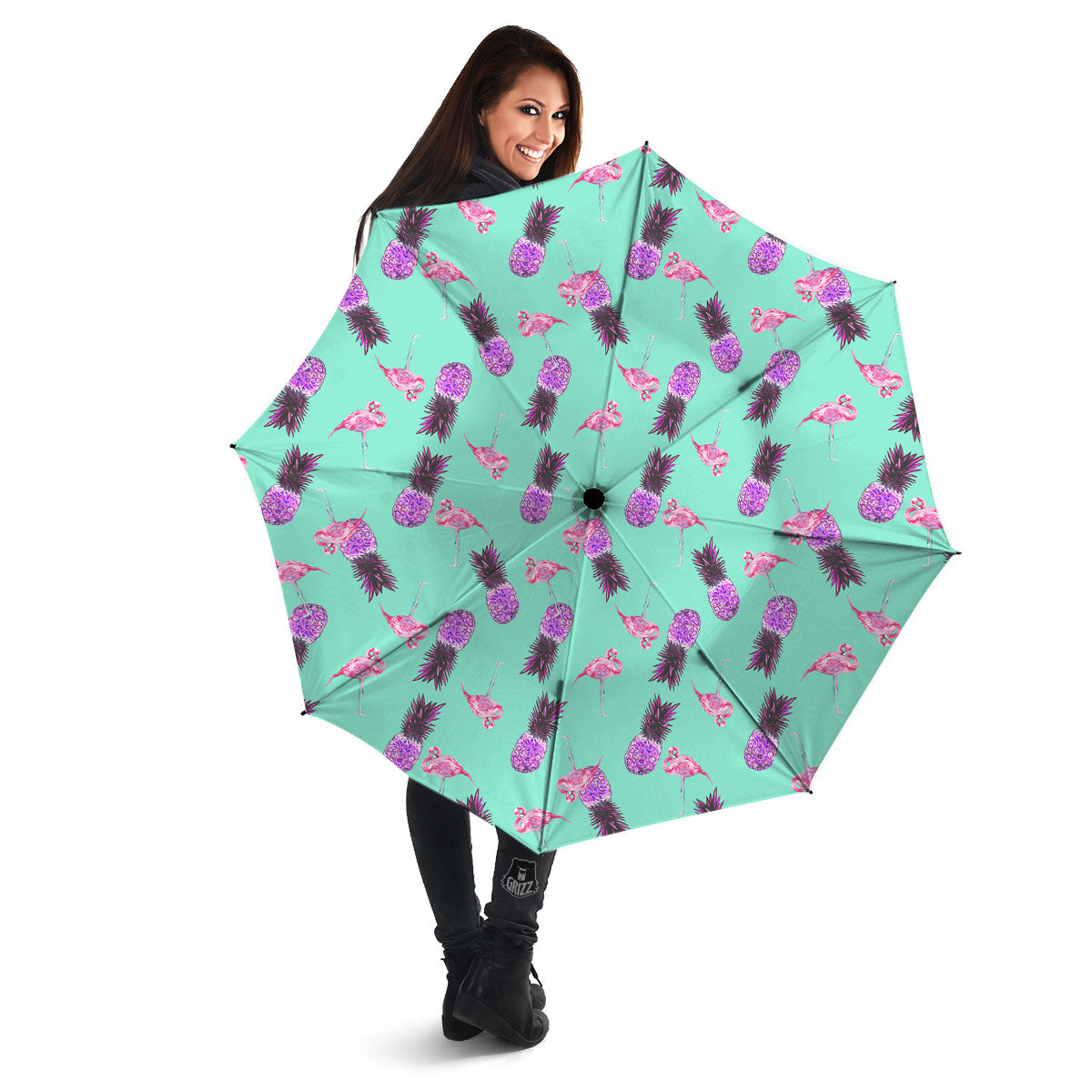 Pineapple Pastel Turquoise Print Pattern Umbrella-grizzshop