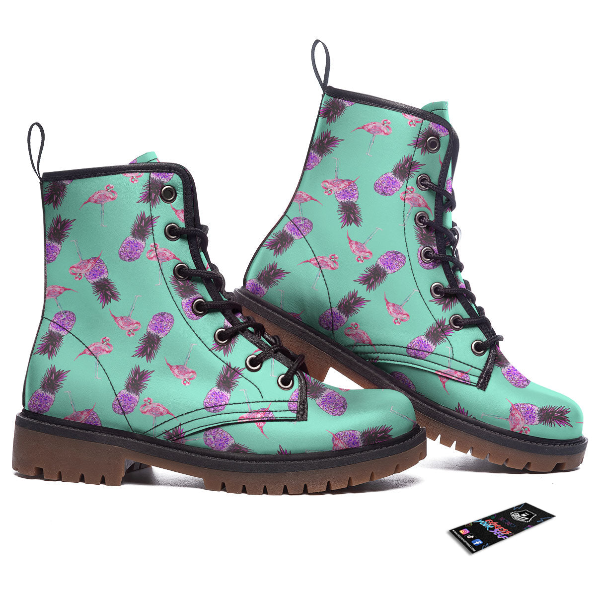 Pineapple Pastel Turquoise Print Pattern Work Boots-grizzshop