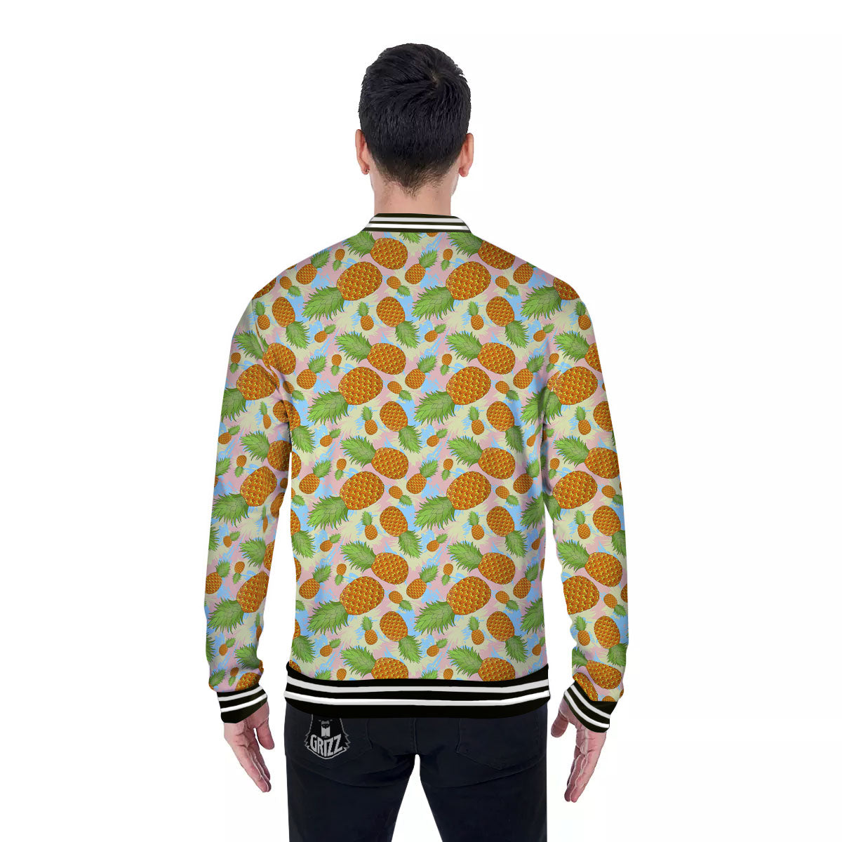Pineapple Pastel Yellow Print Pattern Baseball Jacket-grizzshop