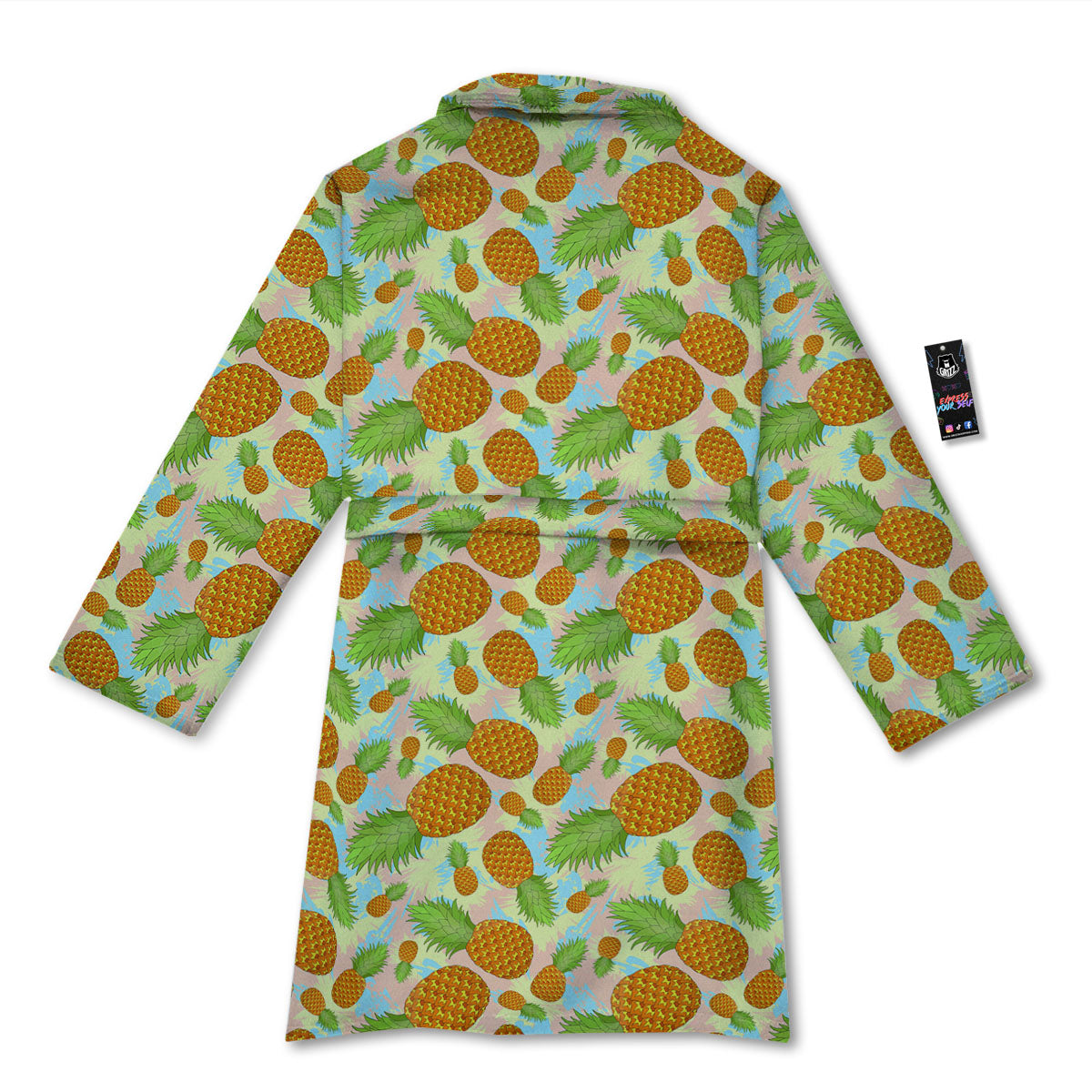 Pineapple Pastel Yellow Print Pattern Bathrobe-grizzshop