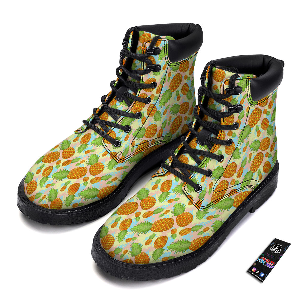 Pineapple Pastel Yellow Print Pattern Boots-grizzshop