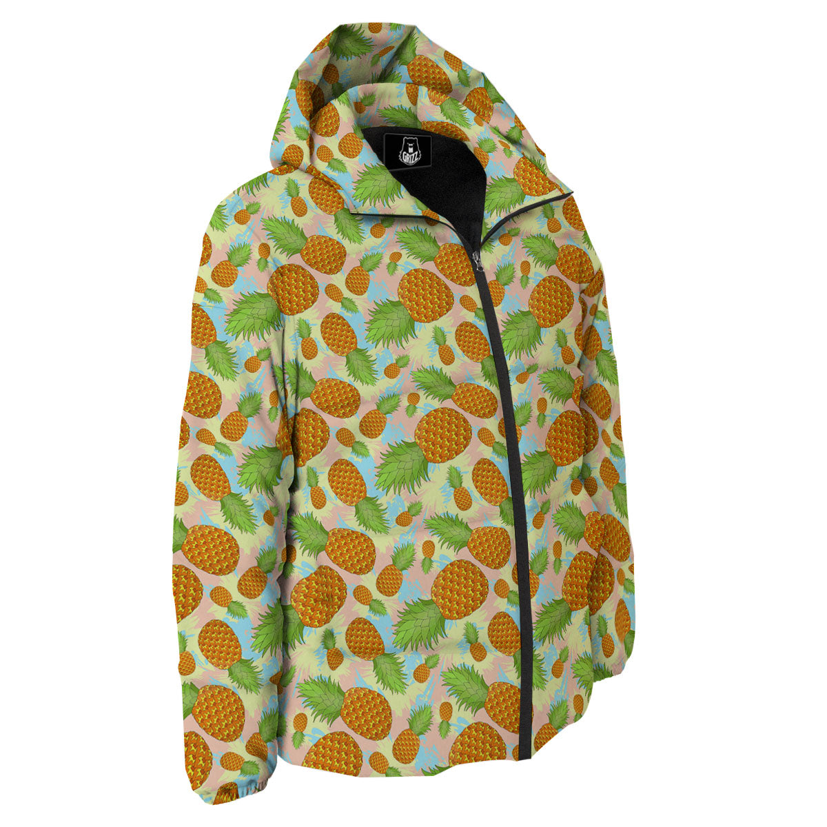 Pineapple Pastel Yellow Print Pattern Down Jacket-grizzshop