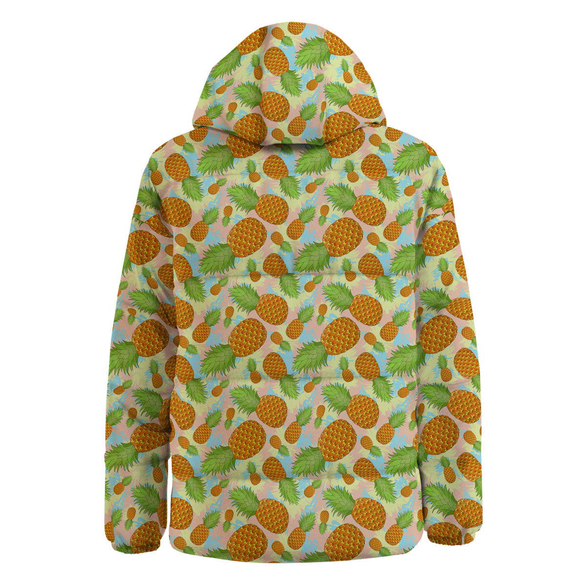 Pineapple Pastel Yellow Print Pattern Down Jacket-grizzshop