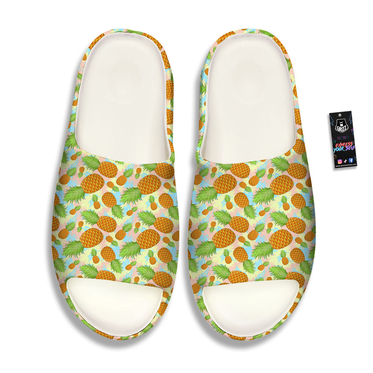Pineapple Pastel Yellow Print Pattern Sandals-grizzshop