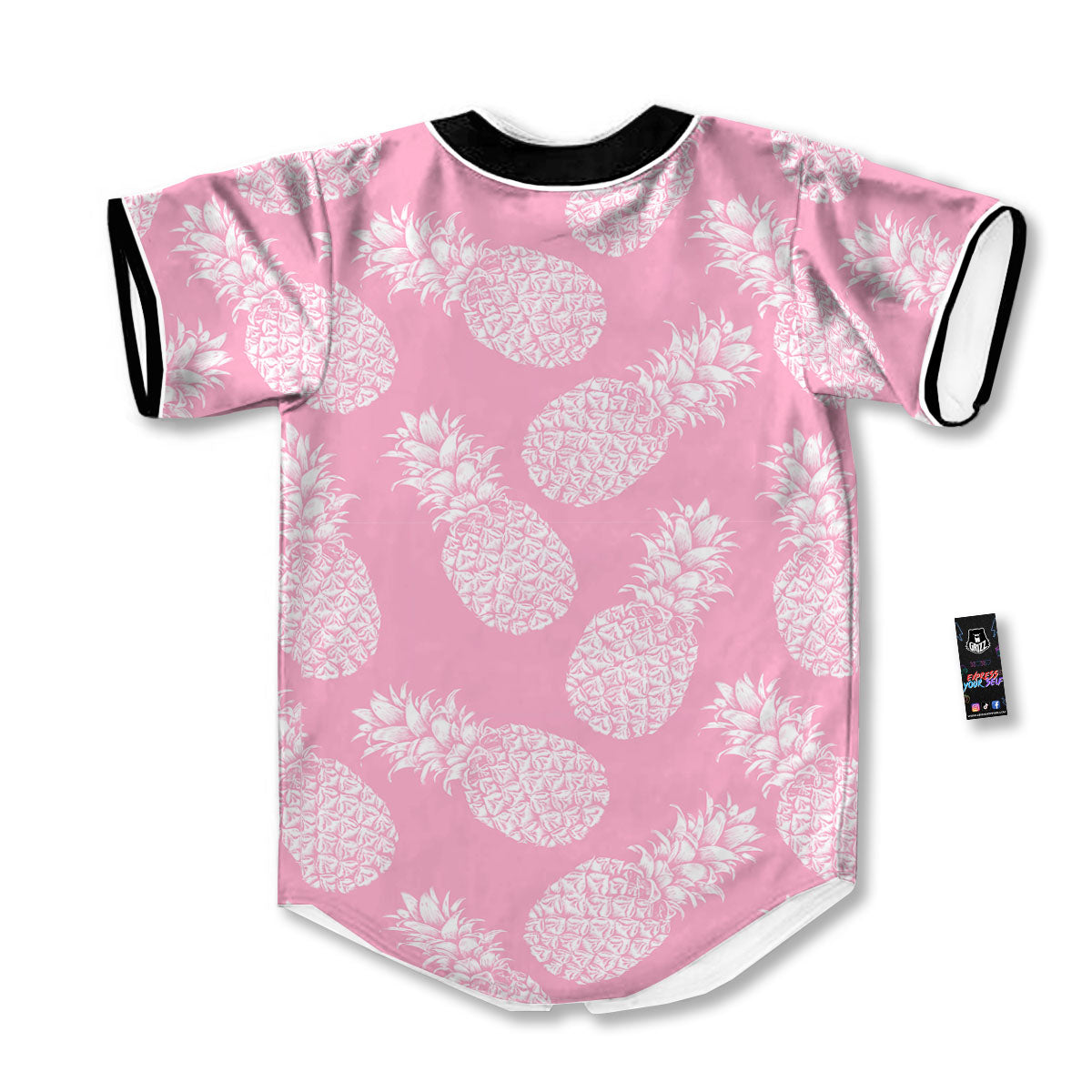 Pineapple Pink Print Pattern Baseball Jersey-grizzshop