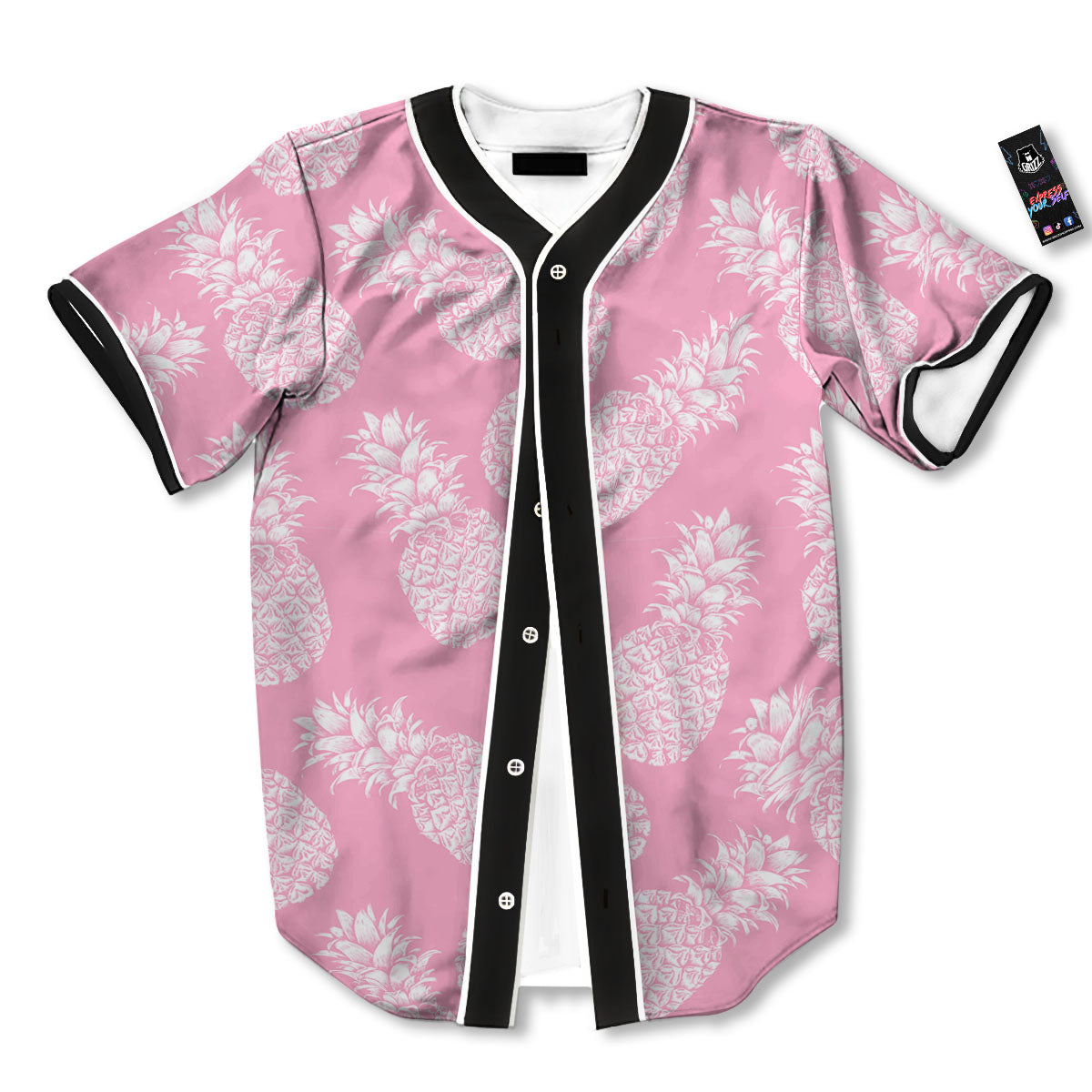 Pineapple Pink Print Pattern Baseball Jersey-grizzshop