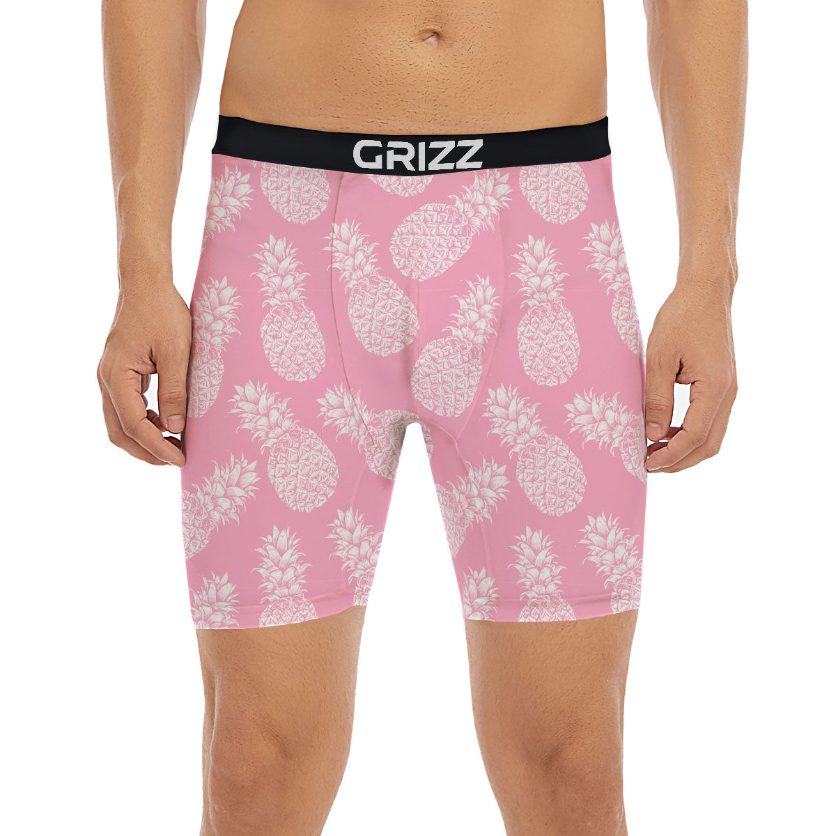 Pineapple Pink Print Pattern Boxer Briefs-grizzshop