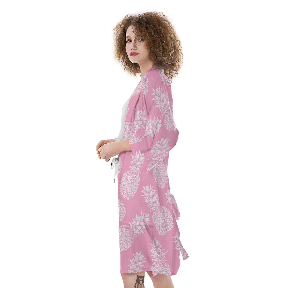Pineapple Pink Print Pattern Kimono-grizzshop