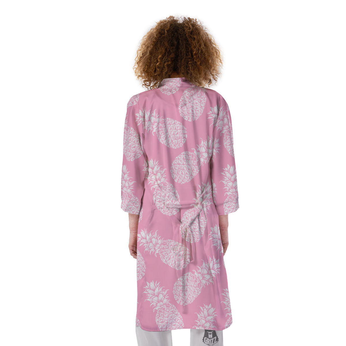Pineapple Pink Print Pattern Kimono-grizzshop