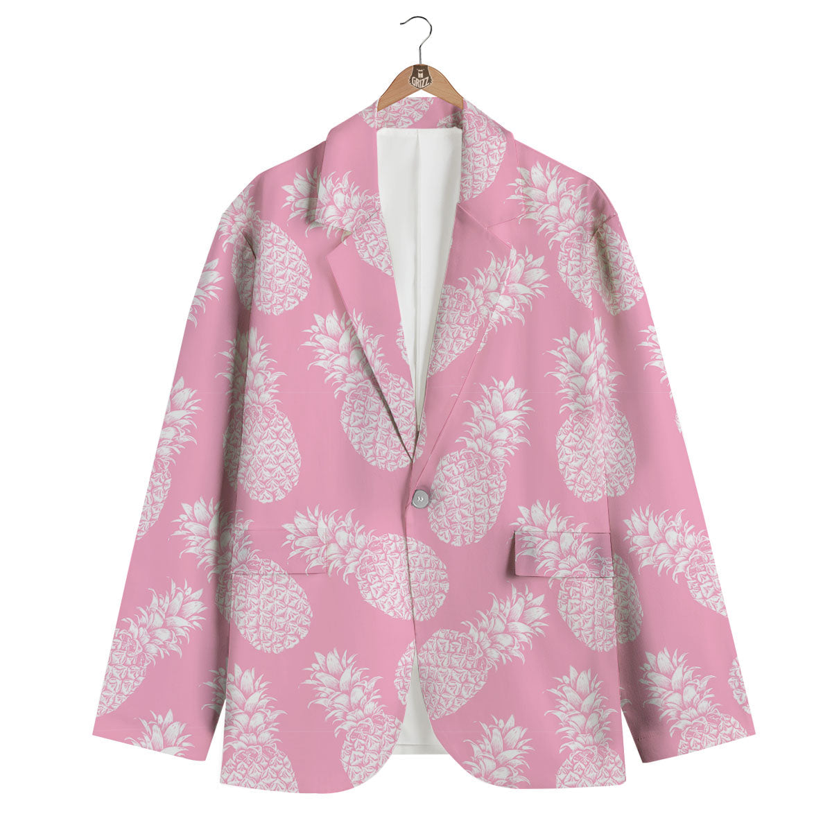 Pineapple Pink Print Pattern Men's Blazer-grizzshop