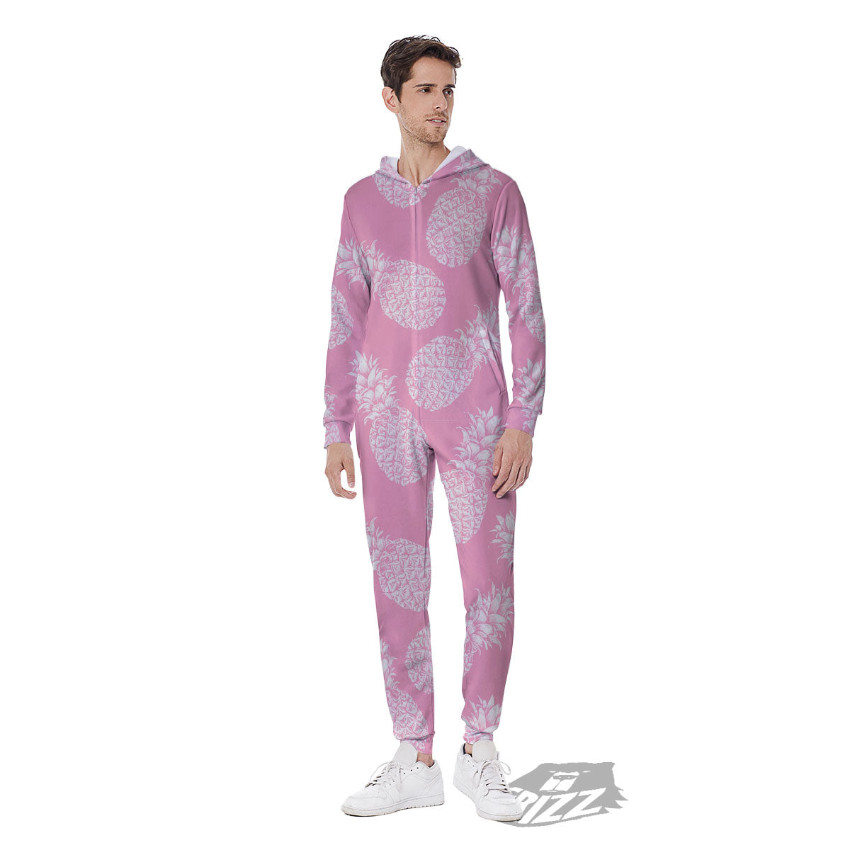 Pineapple Pink Print Pattern Men's Jumpsuit-grizzshop