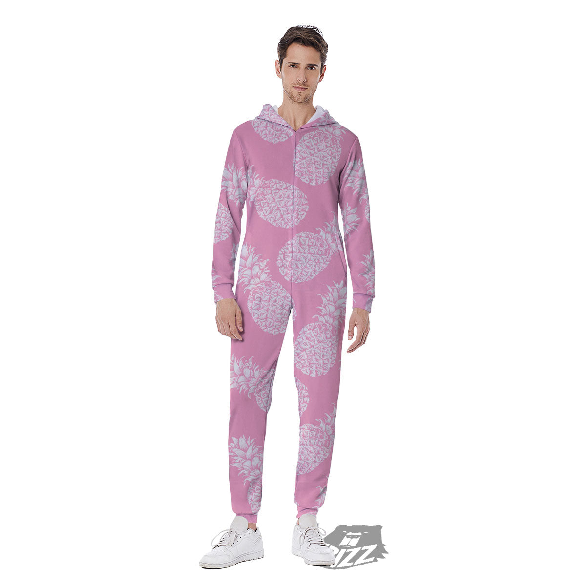 Pineapple Pink Print Pattern Men's Jumpsuit-grizzshop