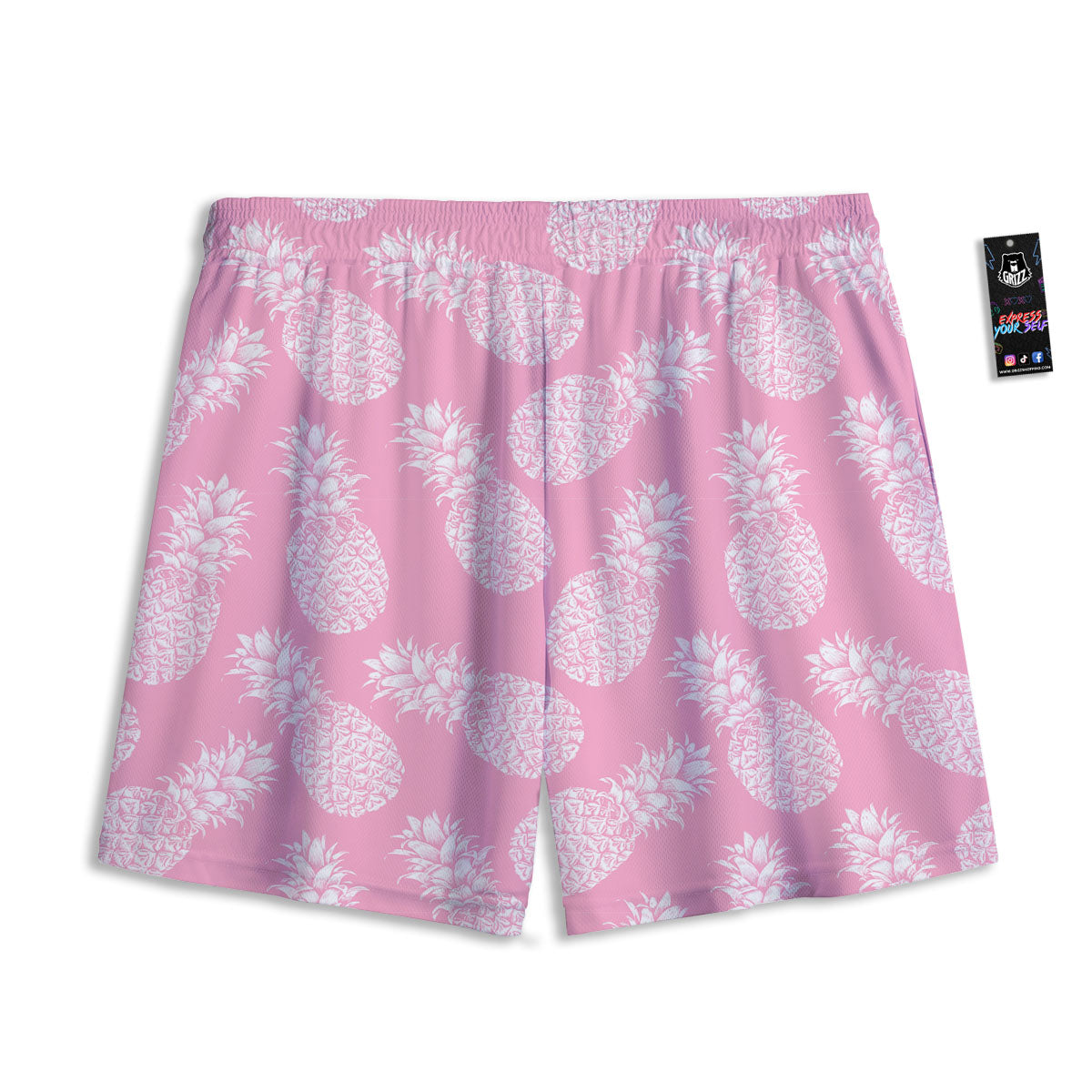 Pineapple Pink Print Pattern Mesh Shorts-grizzshop