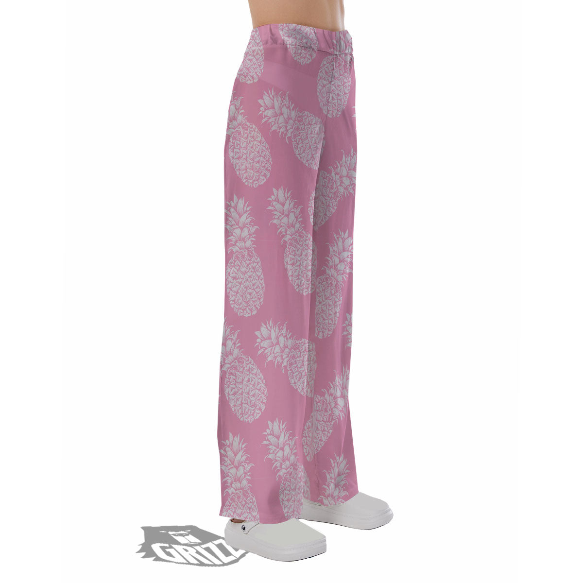 Pineapple Pink Print Pattern Pajama Pants-grizzshop