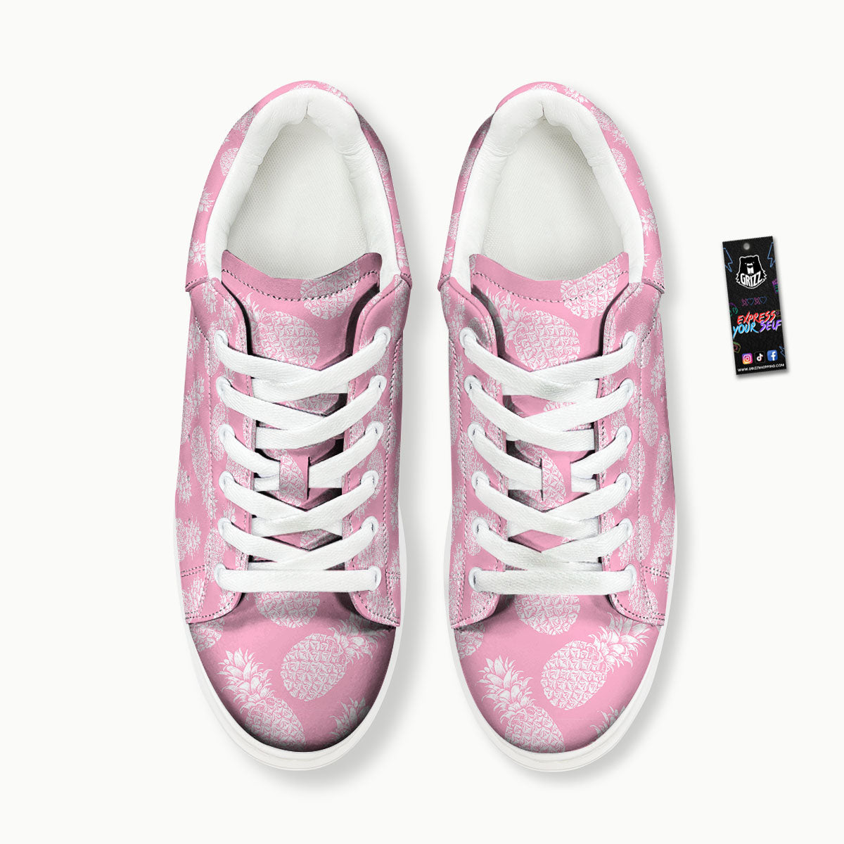 Pineapple Pink Print Pattern Platform Shoes-grizzshop