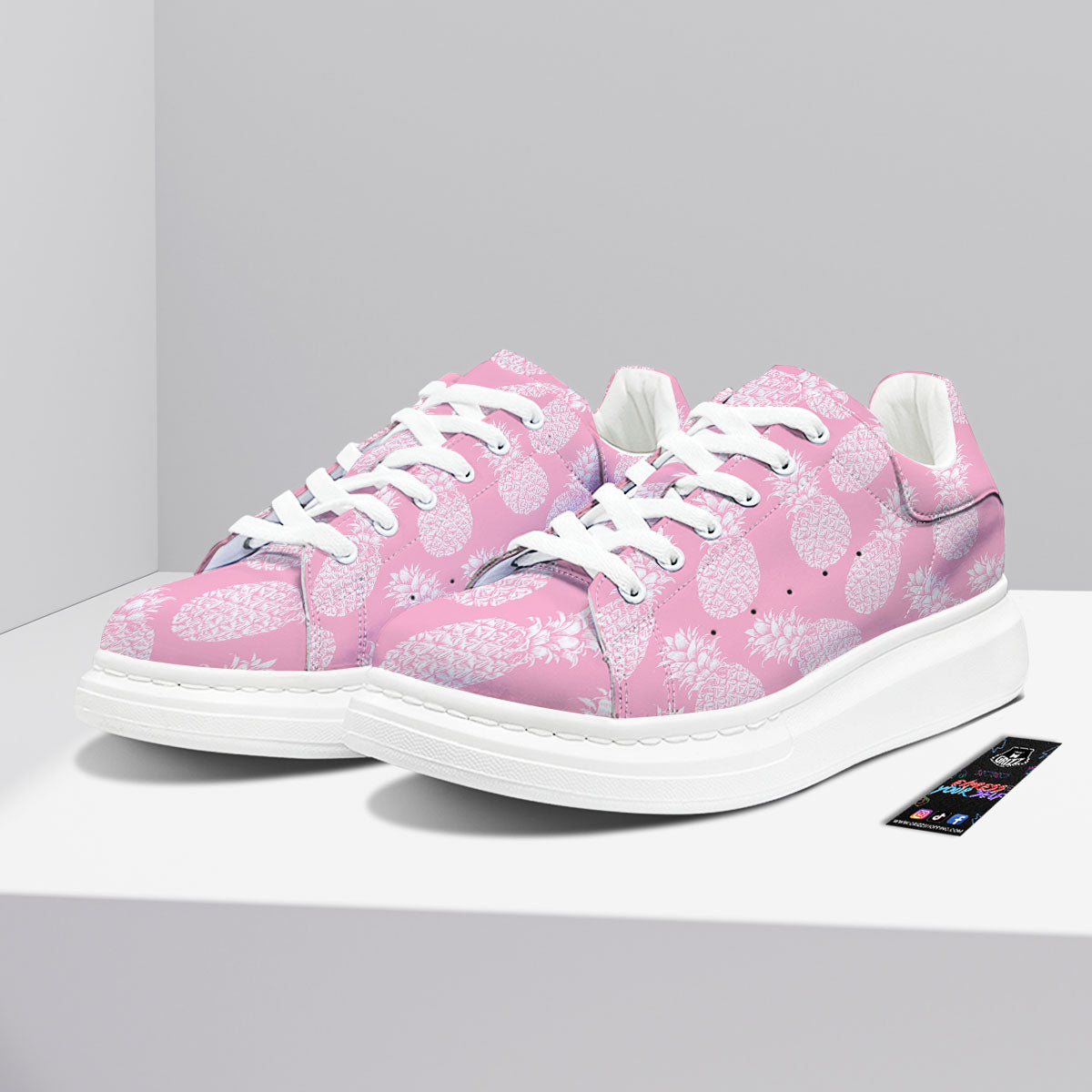 Pineapple Pink Print Pattern Platform Shoes-grizzshop