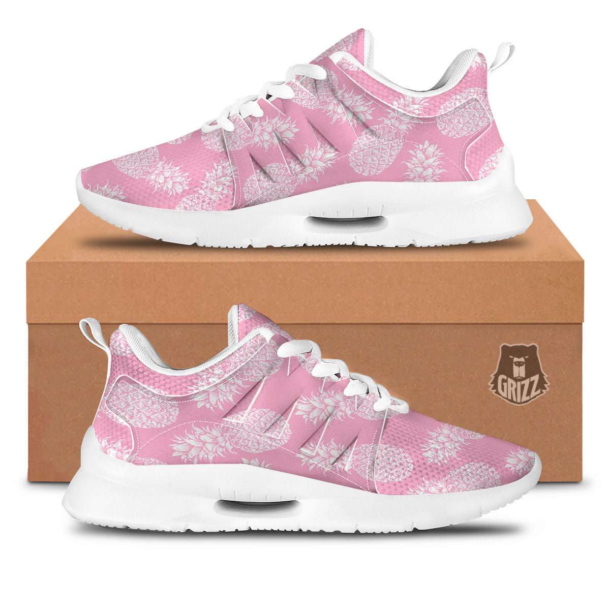 Pineapple Pink Print Pattern Tennis Shoes-grizzshop
