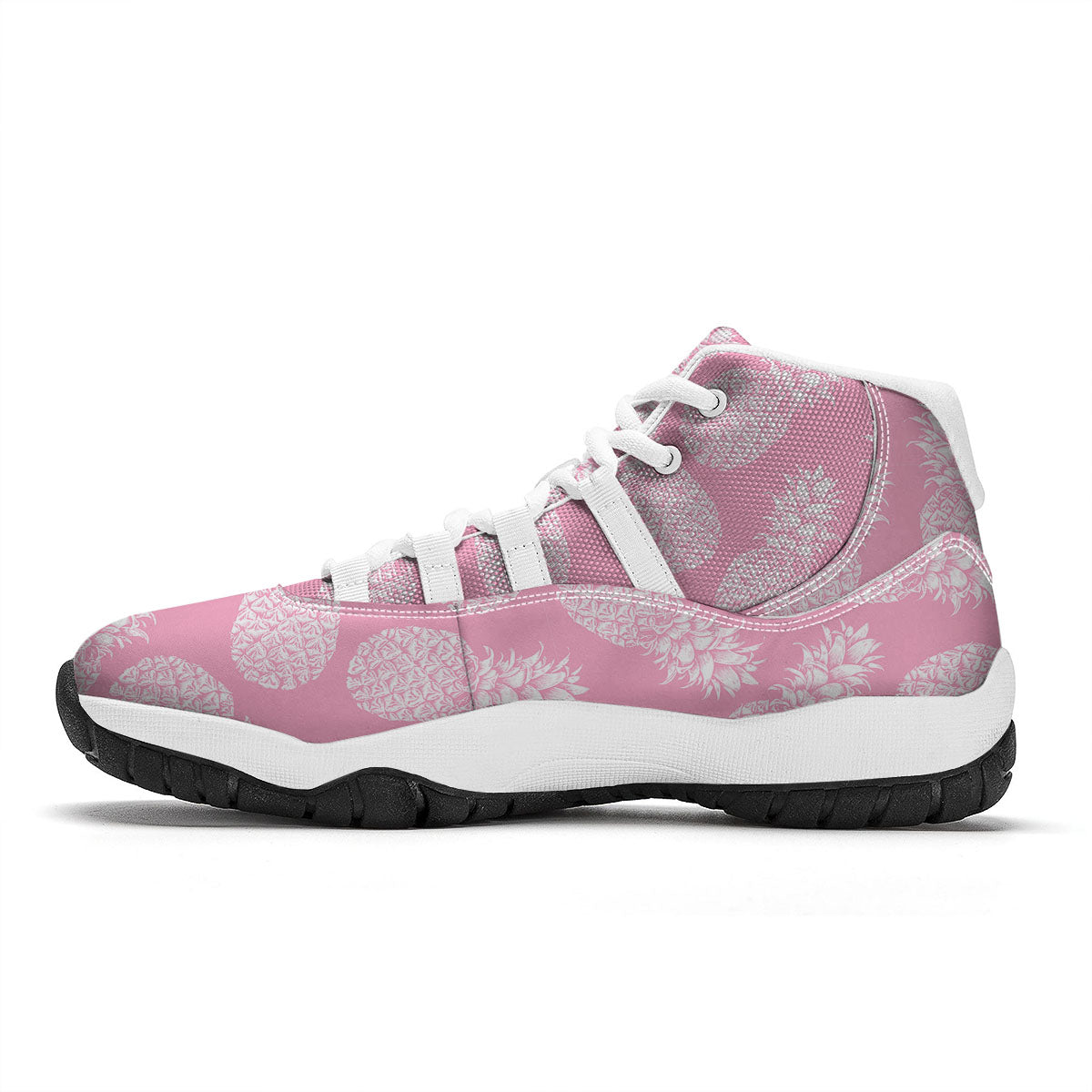 Pineapple Pink Print Pattern White Bball Shoes-grizzshop