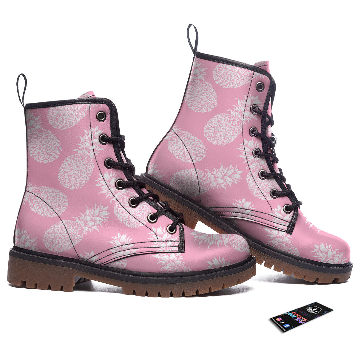 Pineapple Pink Print Pattern Work Boots-grizzshop