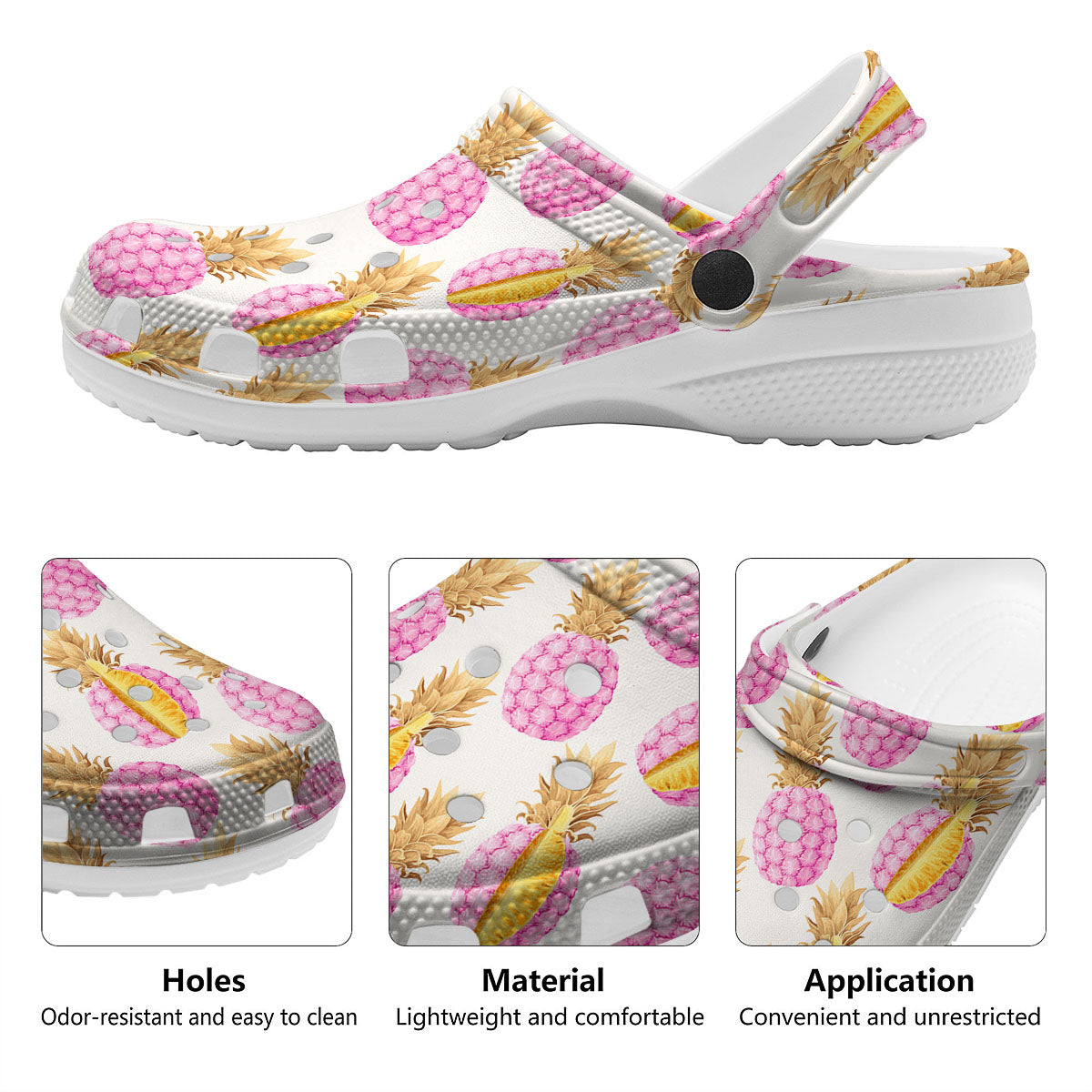 Pineapple Pink Vintage Print Pattern Clog-grizzshop