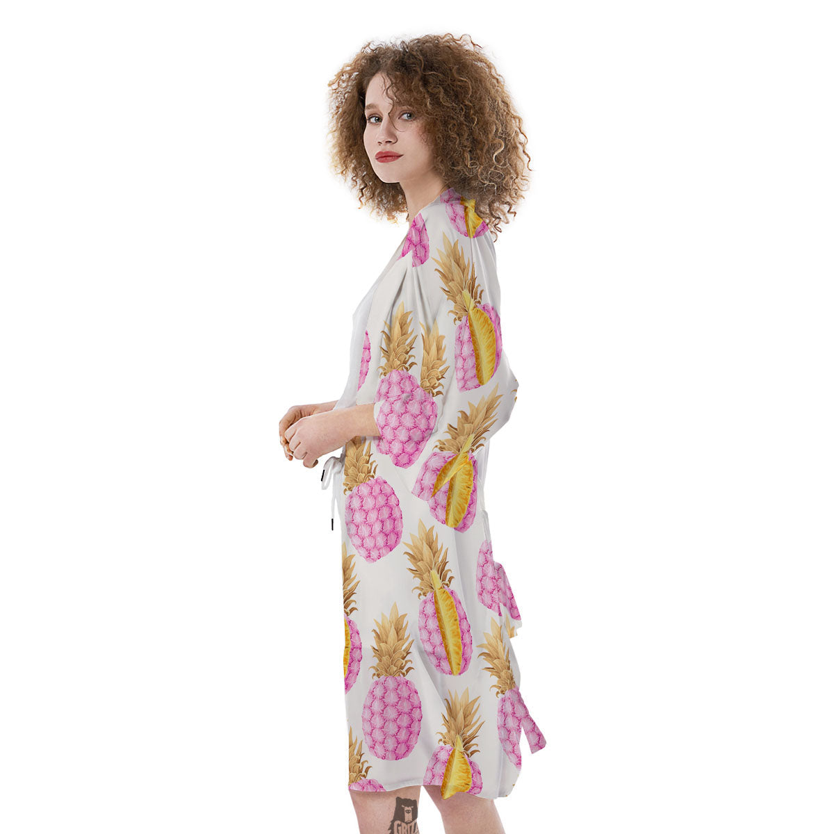 Pineapple Pink Vintage Print Pattern Kimono-grizzshop