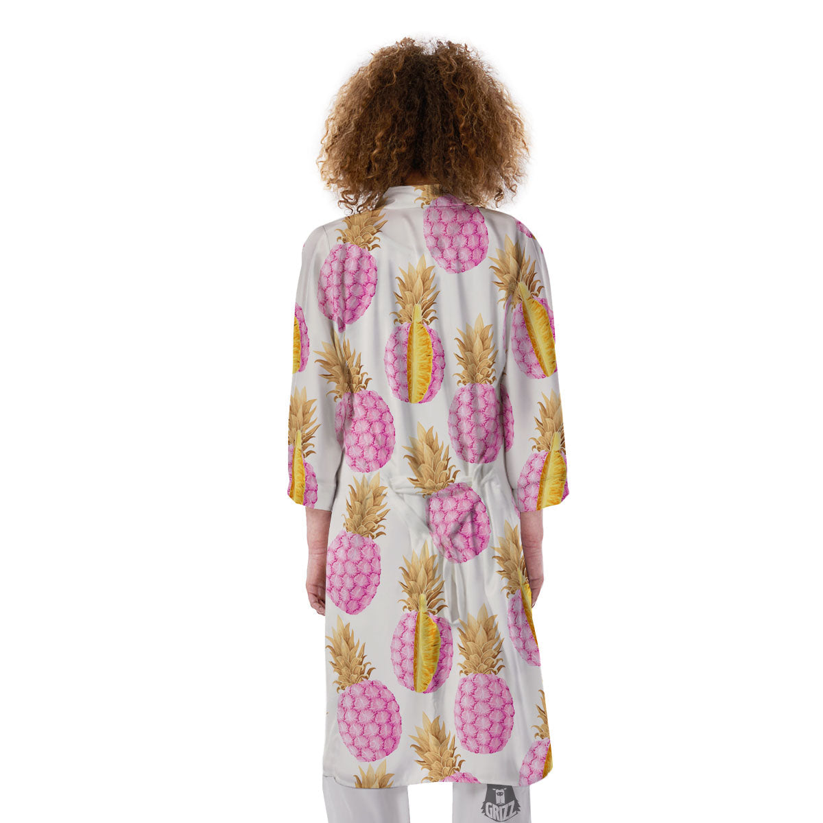 Pineapple Pink Vintage Print Pattern Kimono-grizzshop