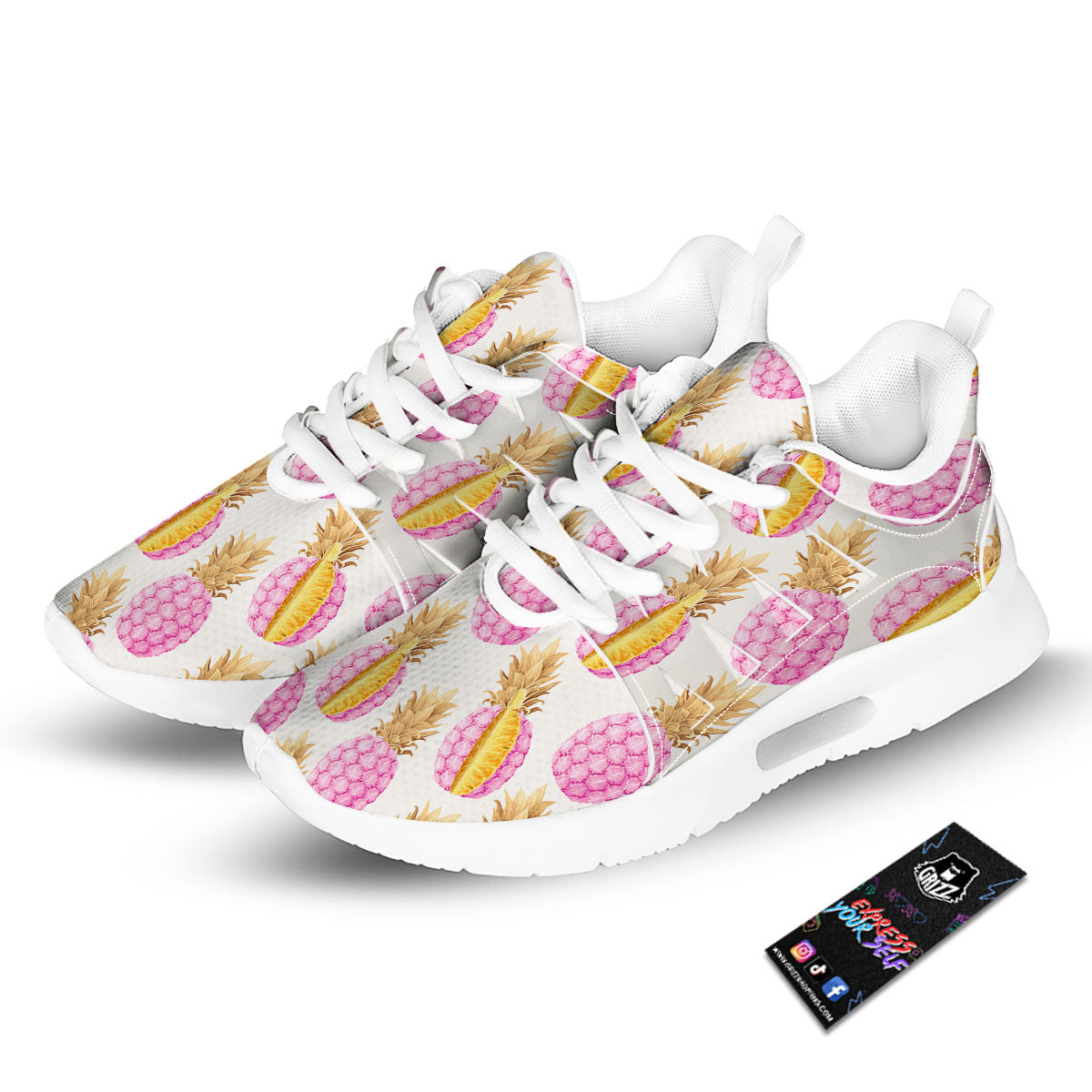 Pineapple Pink Vintage Print Pattern Tennis Shoes-grizzshop