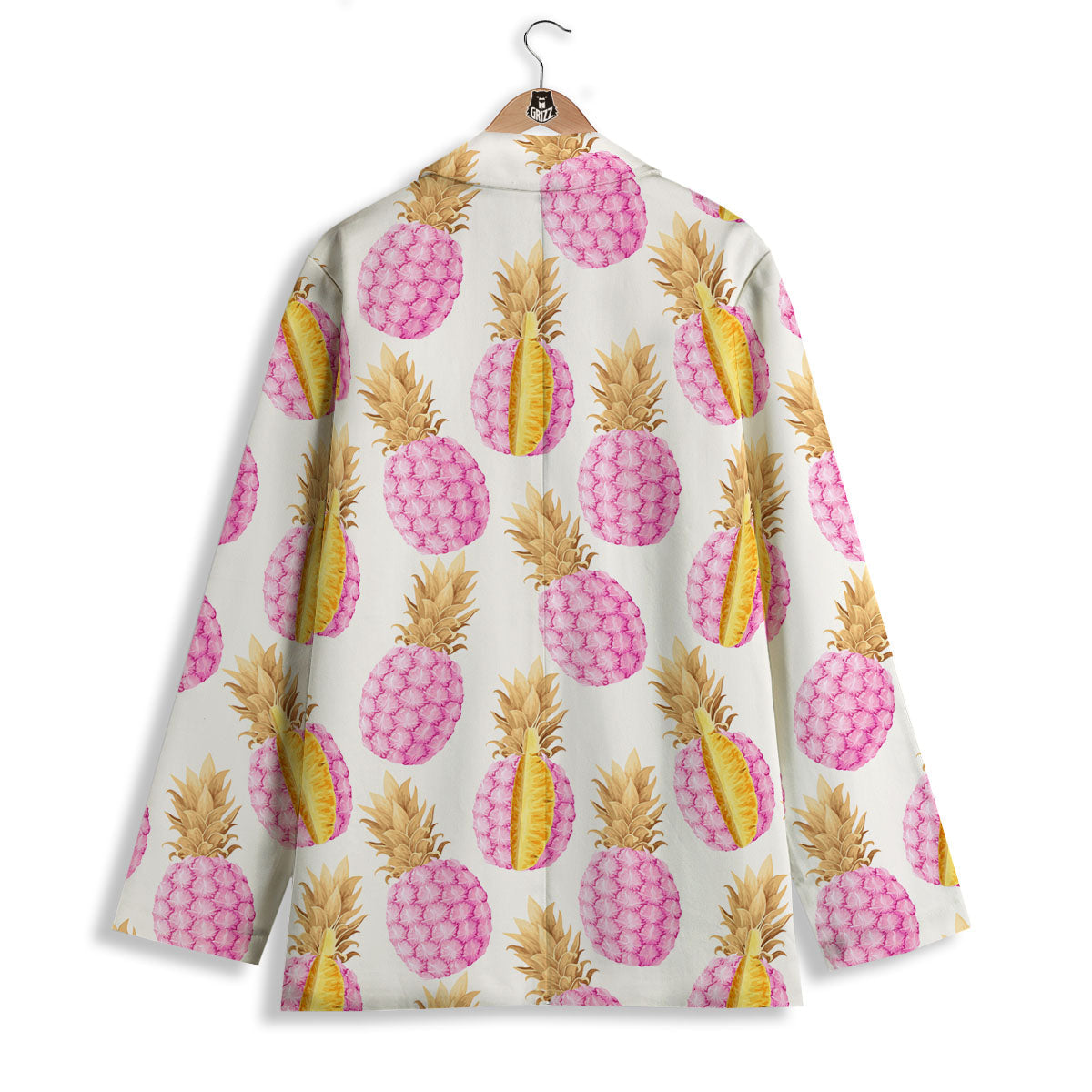Pineapple Pink Vintage Print Pattern Women's Blazer-grizzshop