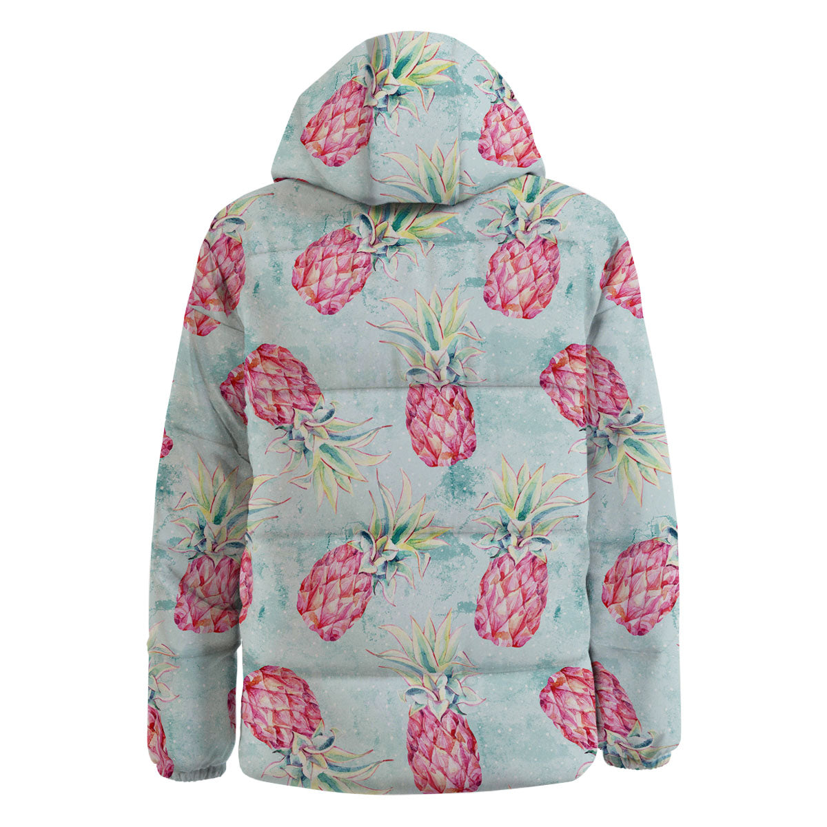 Pineapple Pink Watercolor Print Pattern Down Jacket-grizzshop