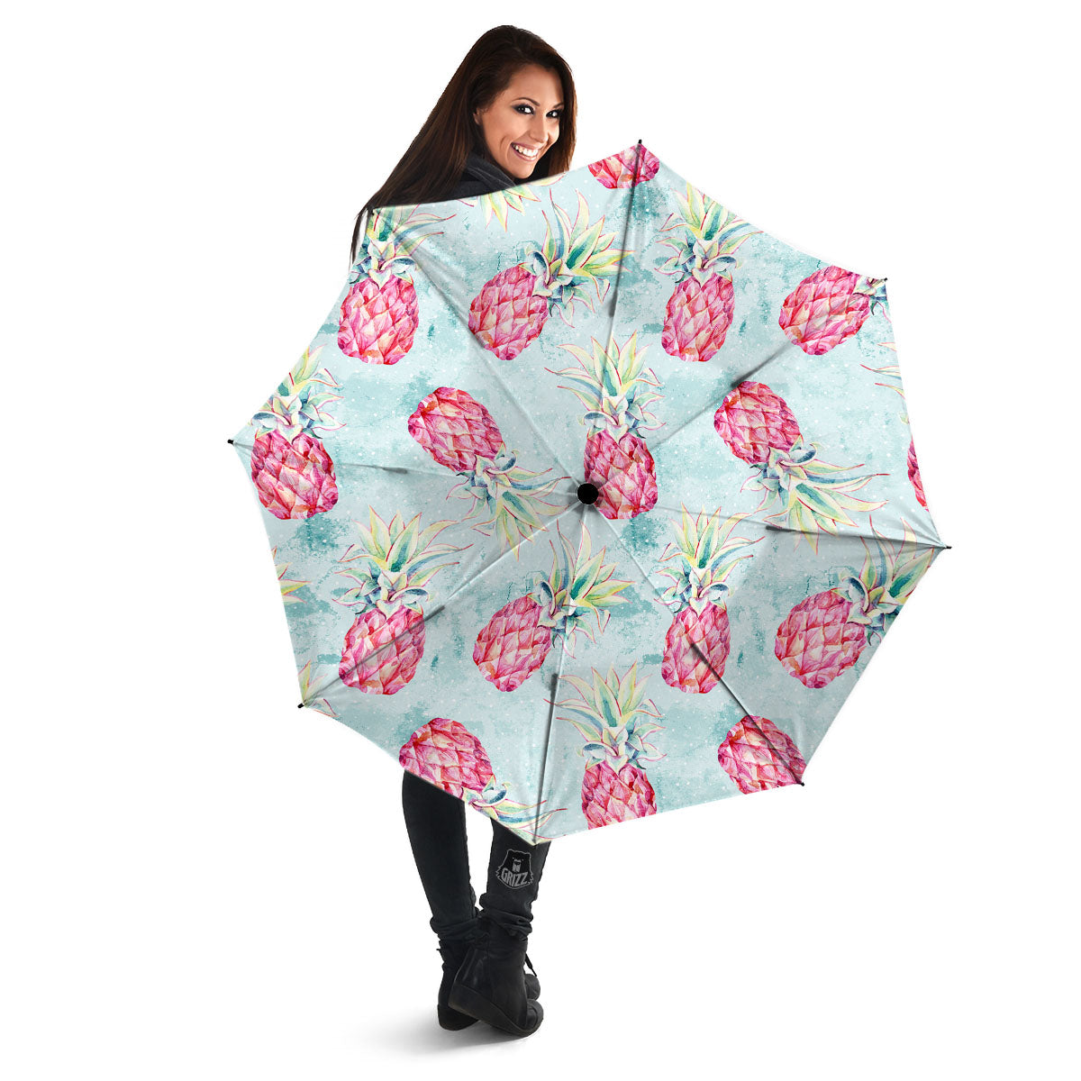 Pineapple Pink Watercolor Print Pattern Umbrella-grizzshop