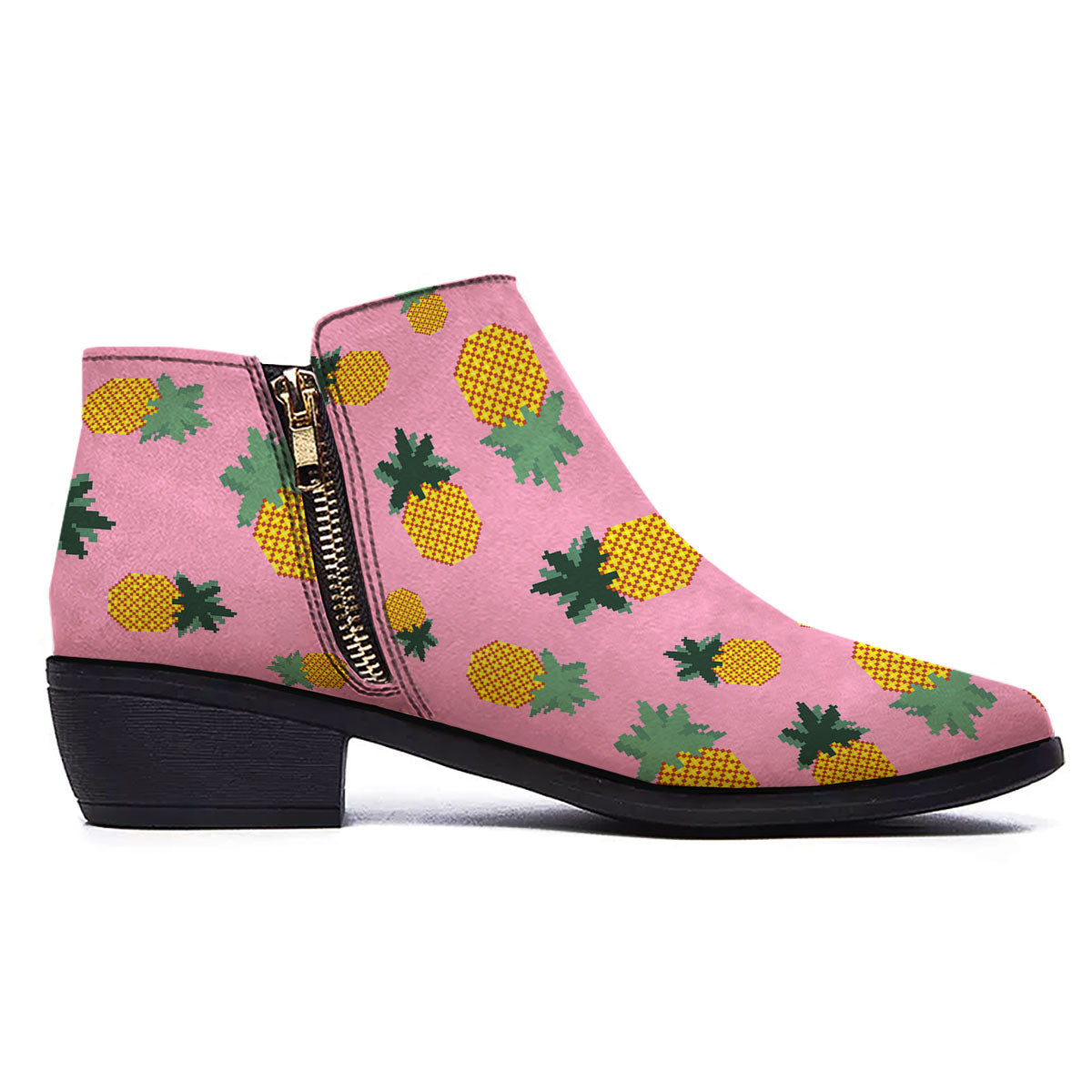 Pineapple Pixel Print Pattern Ankle Boots-grizzshop