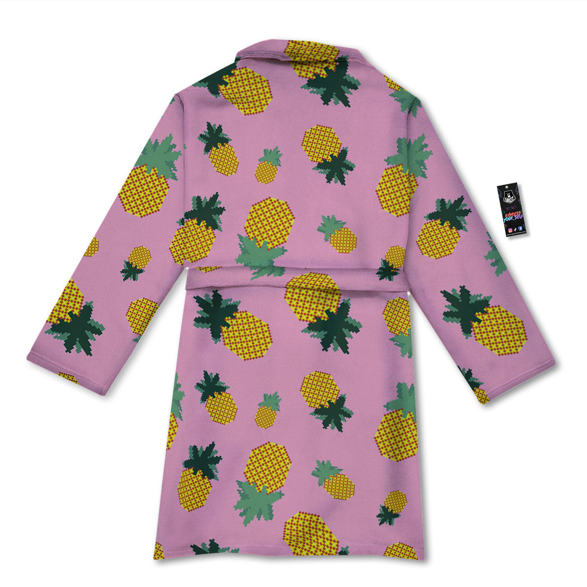 Pineapple Pixel Print Pattern Bathrobe-grizzshop
