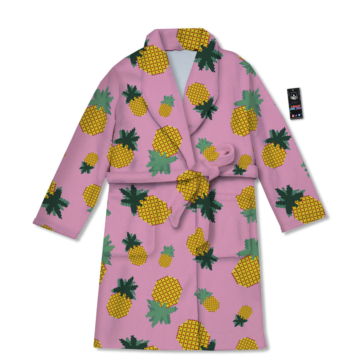 Pineapple Pixel Print Pattern Bathrobe-grizzshop